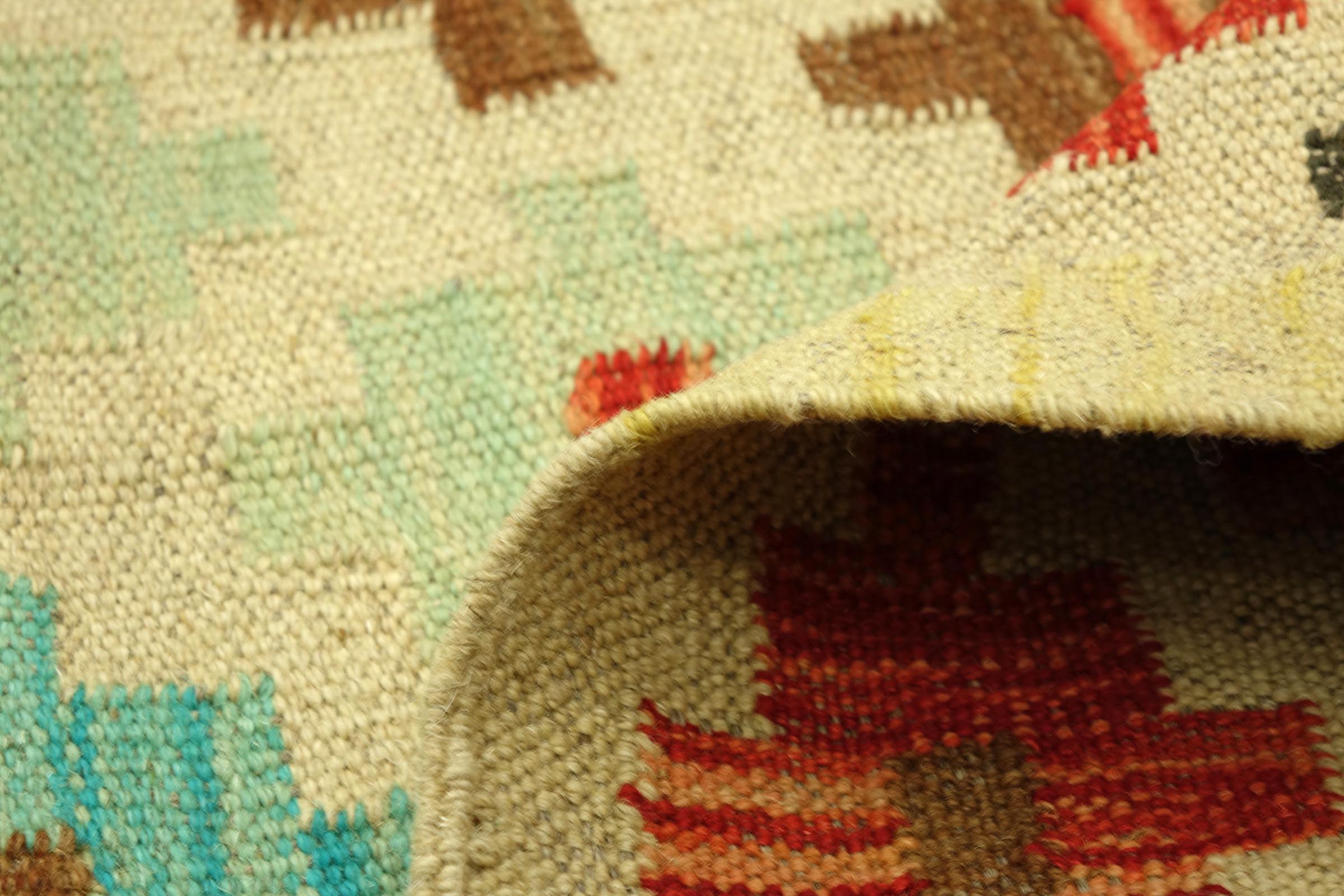 Afghan Maimana Kelim Bunt 150x200 Handgewebt Teppich Bunt Geometrisch Orient