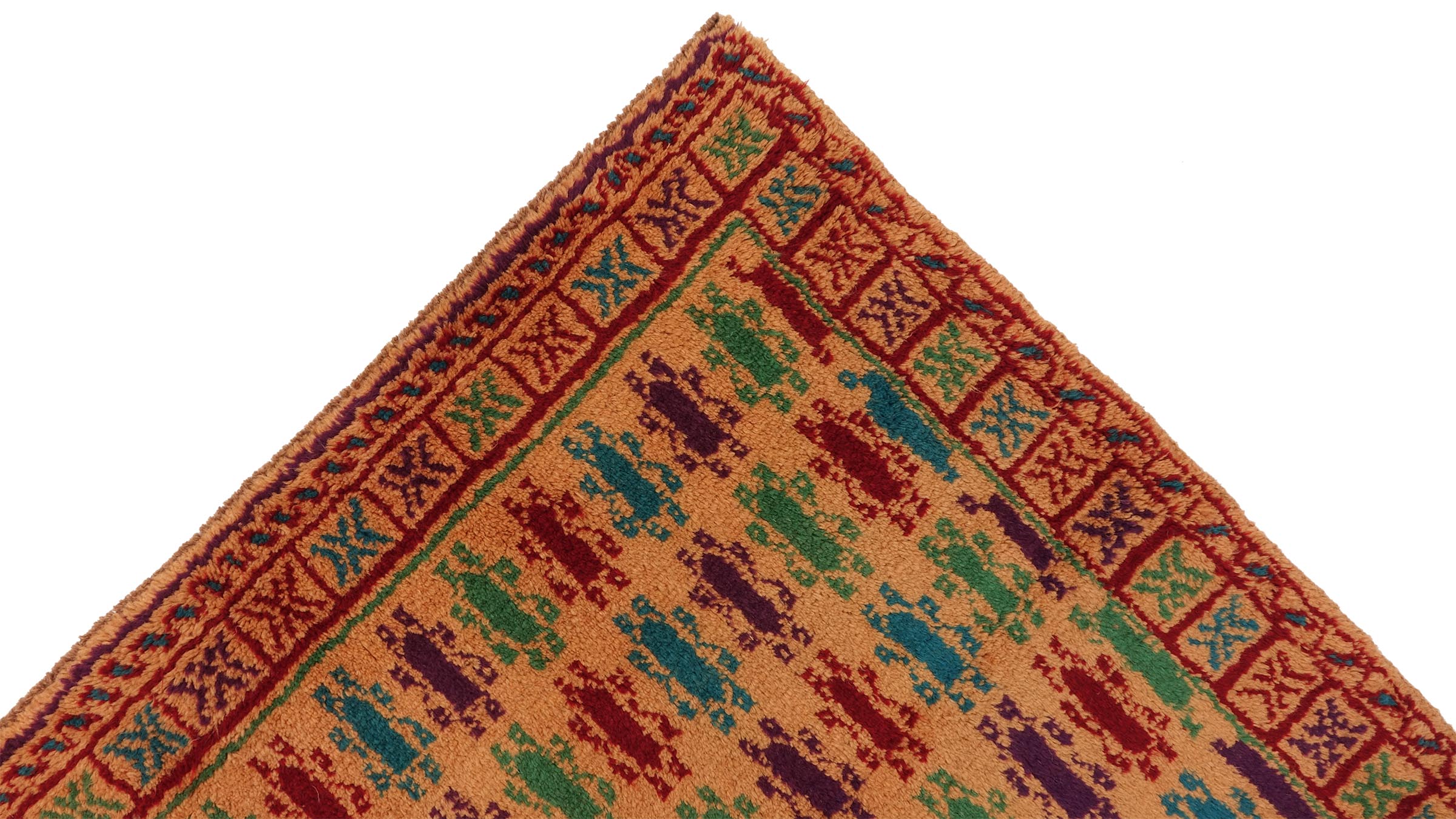 Gabbeh Teppich 120x170 Handgeknüpft Beige Gestreift Orientalisch UNIKAT Kurzflor