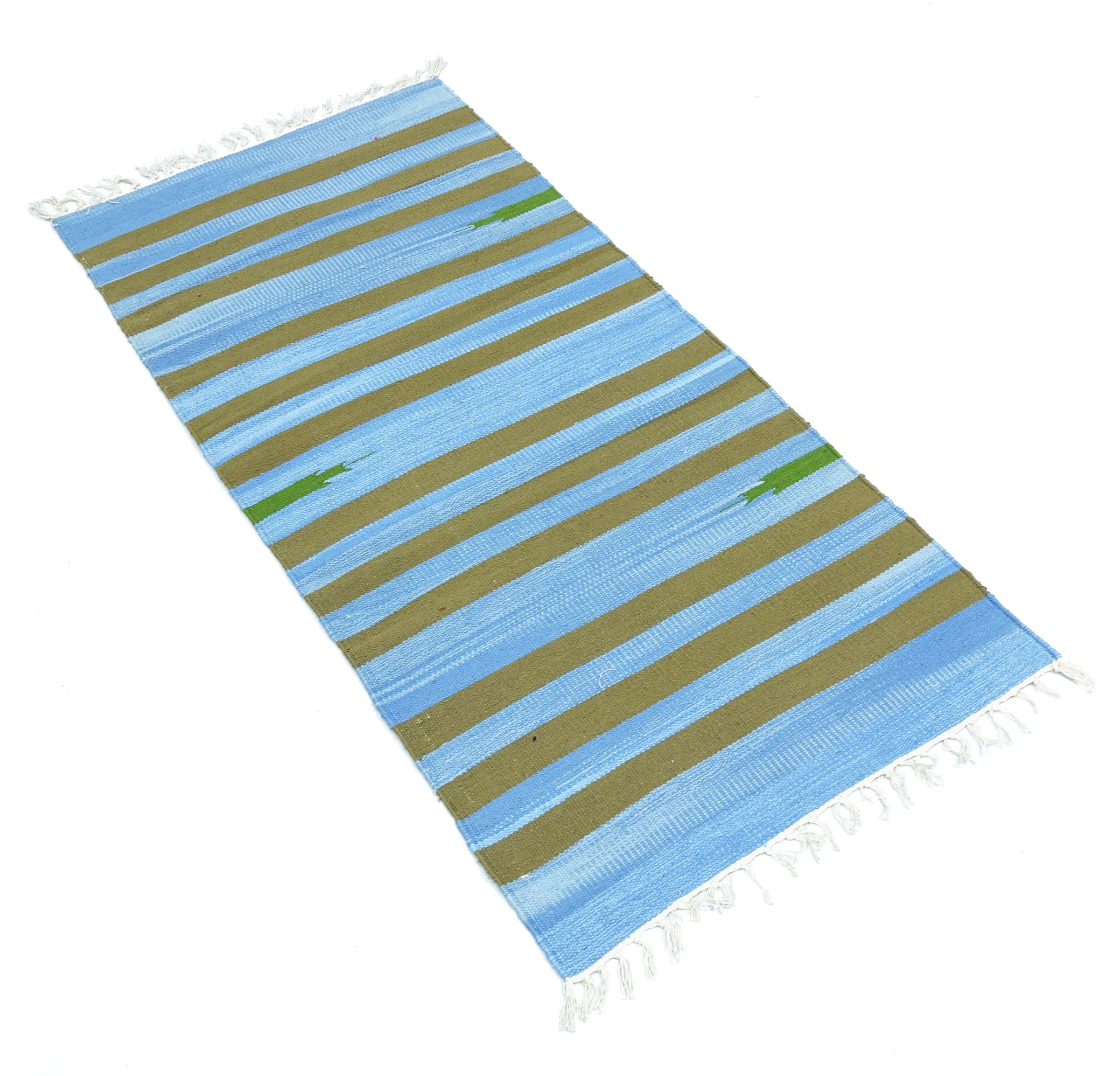 Knallbunter Kelim Teppich 60x120 Handgewebt Mehrfarbig Gestreift Handarbeit Gewebt