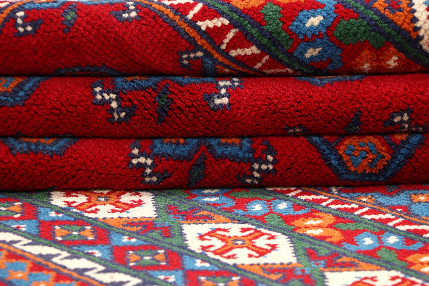 Afghan Akcha Rang Dar Teppich 150x200 Handgeknüpft Rot Durchgemustert Orient Kurzflor