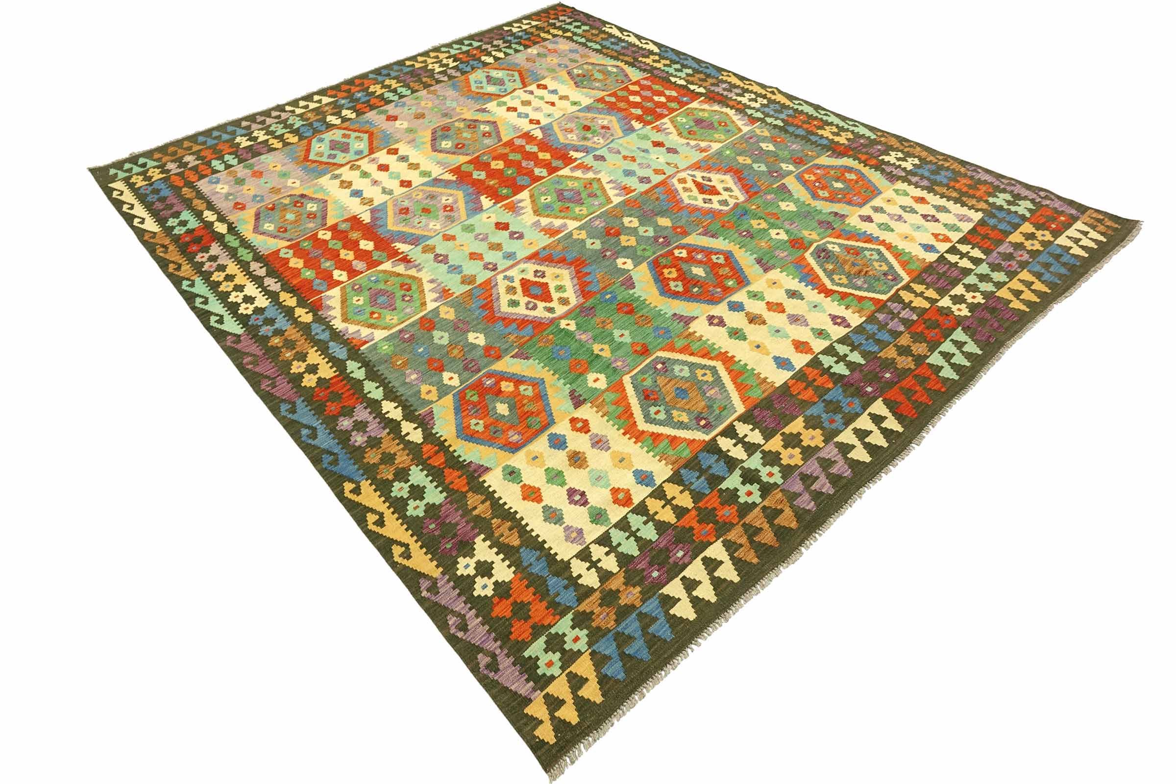 Afghan Maimana Kelim Bunt 250x300 Handgewebt Teppich Bunt Geometrisch Orient