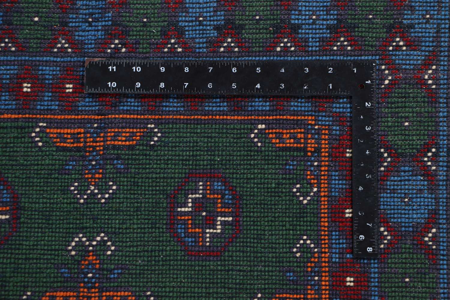 Afghan Akcha Rang Dar Teppich 80x300 Handgeknüpft Läufer Grün Durchgemustert Orient