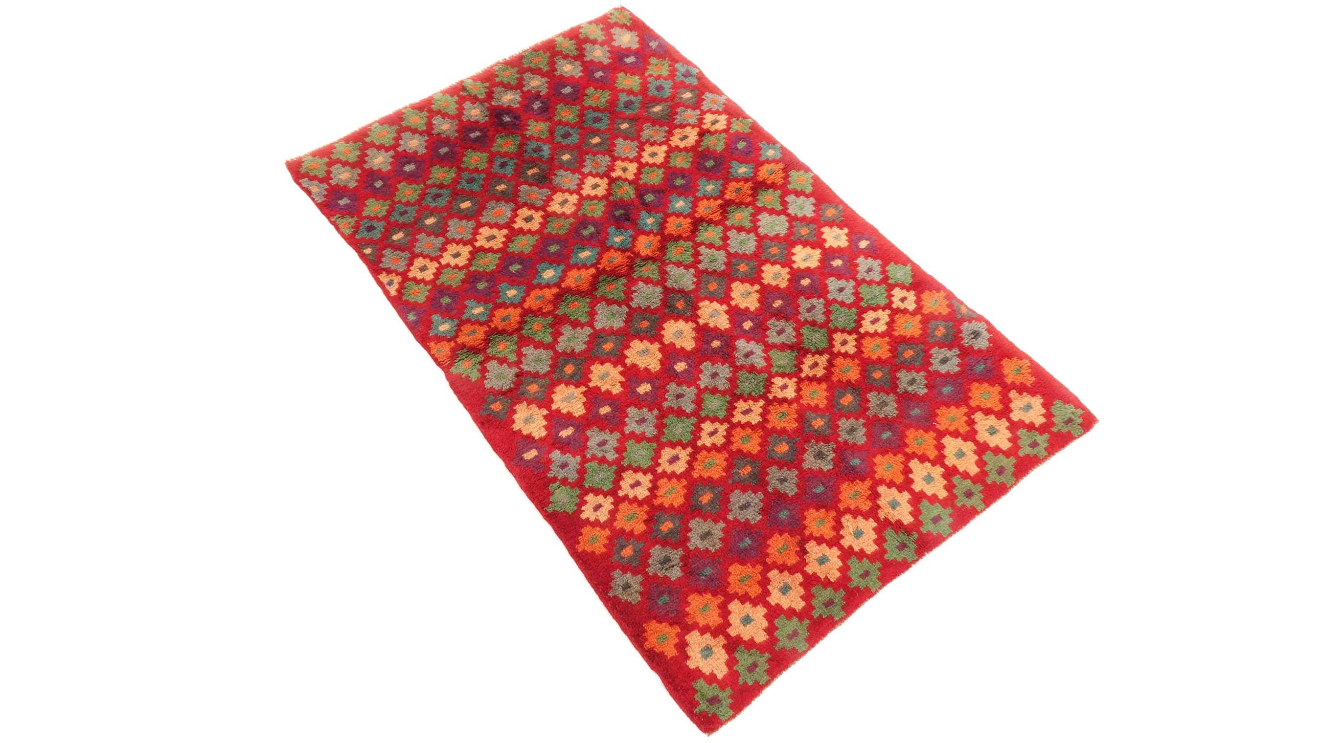 Gabbeh Teppich 110x170 Handgeknüpft Rot Streifen Orientalisch UNIKAT Kurzflor