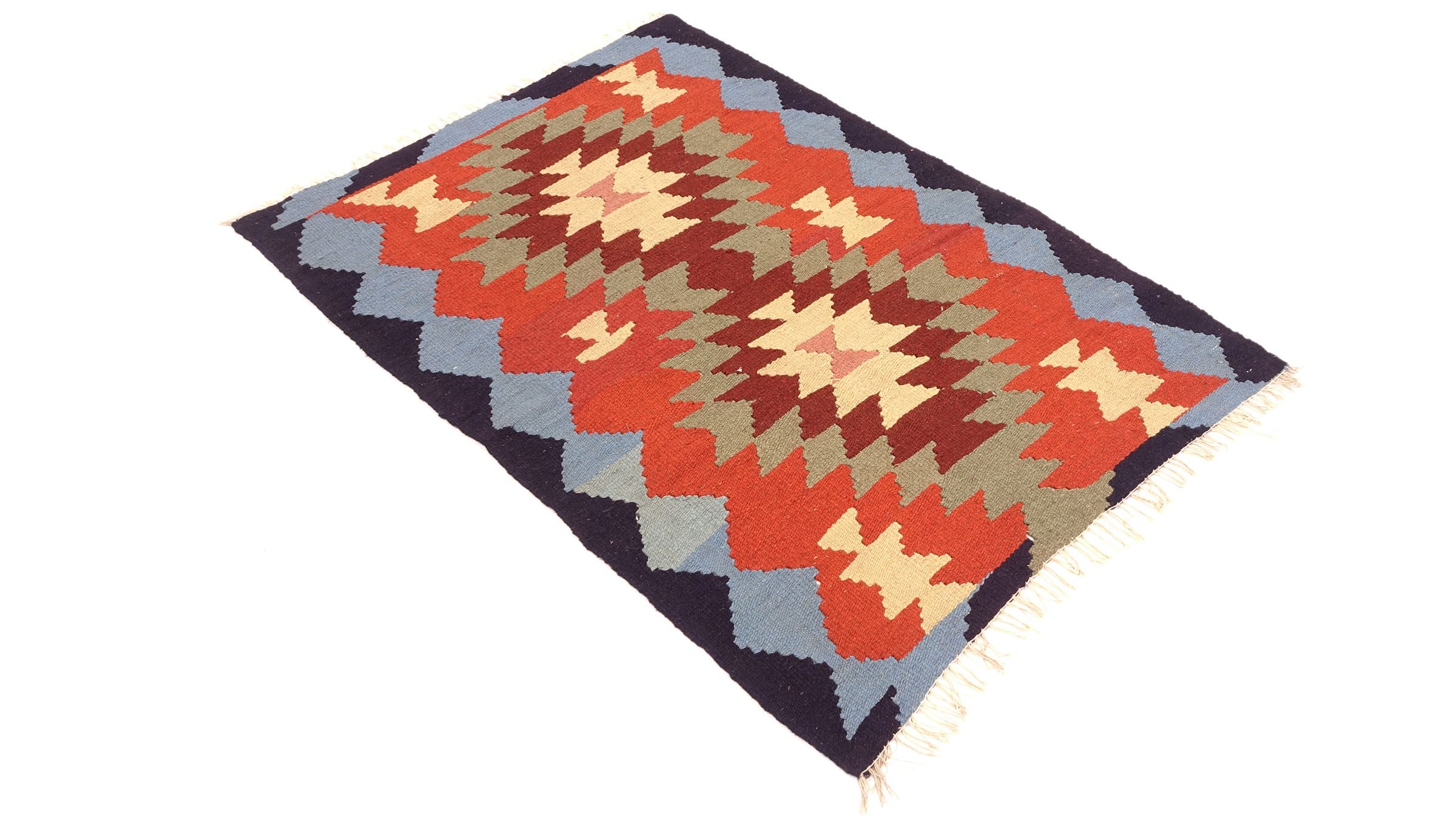 Perserteppich Kelim Ardebil 90x130 Handgewebt Braun Geometrisch Handarbeit Zimmer