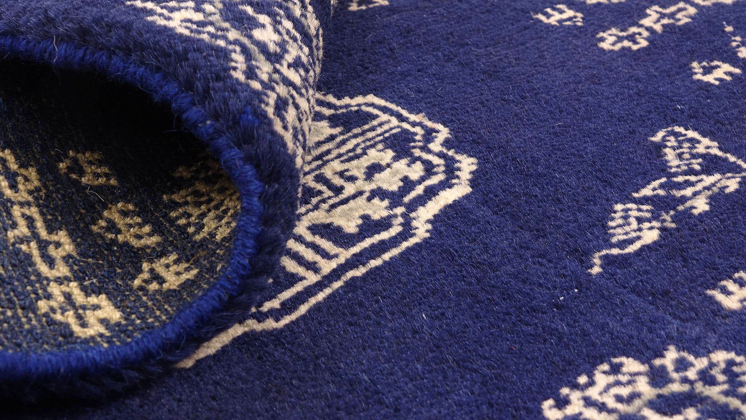 Pakistan Buchara 3ply Teppich 50x80 Handgeknüpft Blau Geometrisch Orient Kurzflor