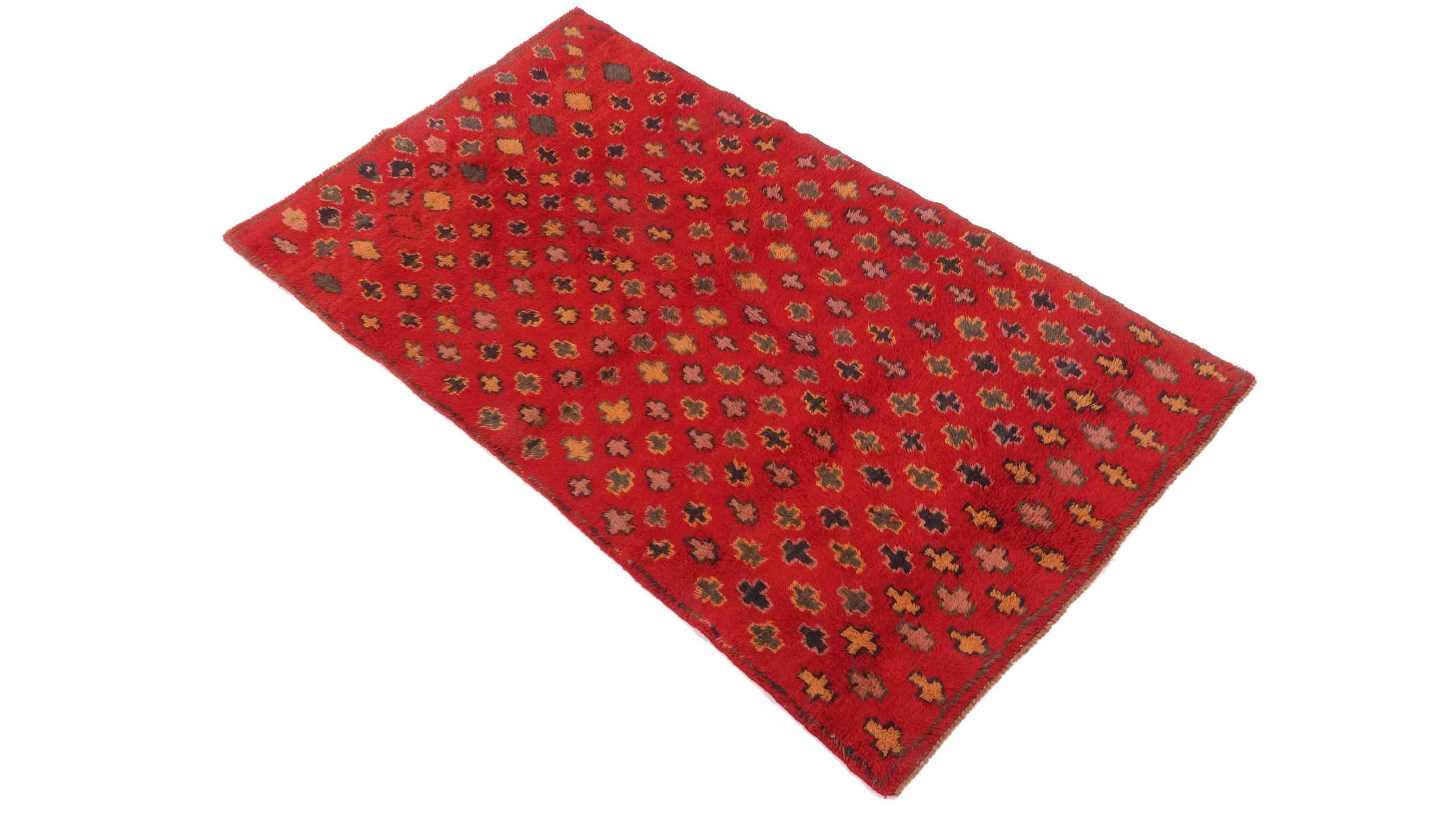 Gabbeh Teppich 110x190 Handgeknüpft Rot Streifen Orientalisch UNIKAT Kurzflor