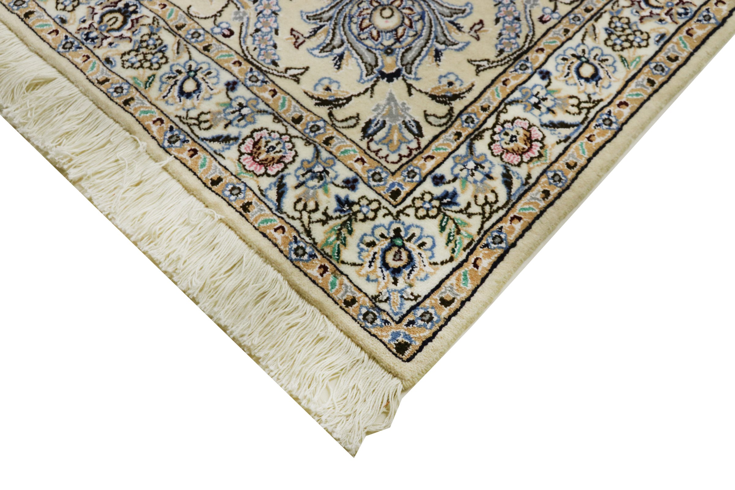 Perserteppich Nain 9LA 300x400 Handgeknüpft Weiß Medaillon Orientalisch UNIKAT Kurzflor
