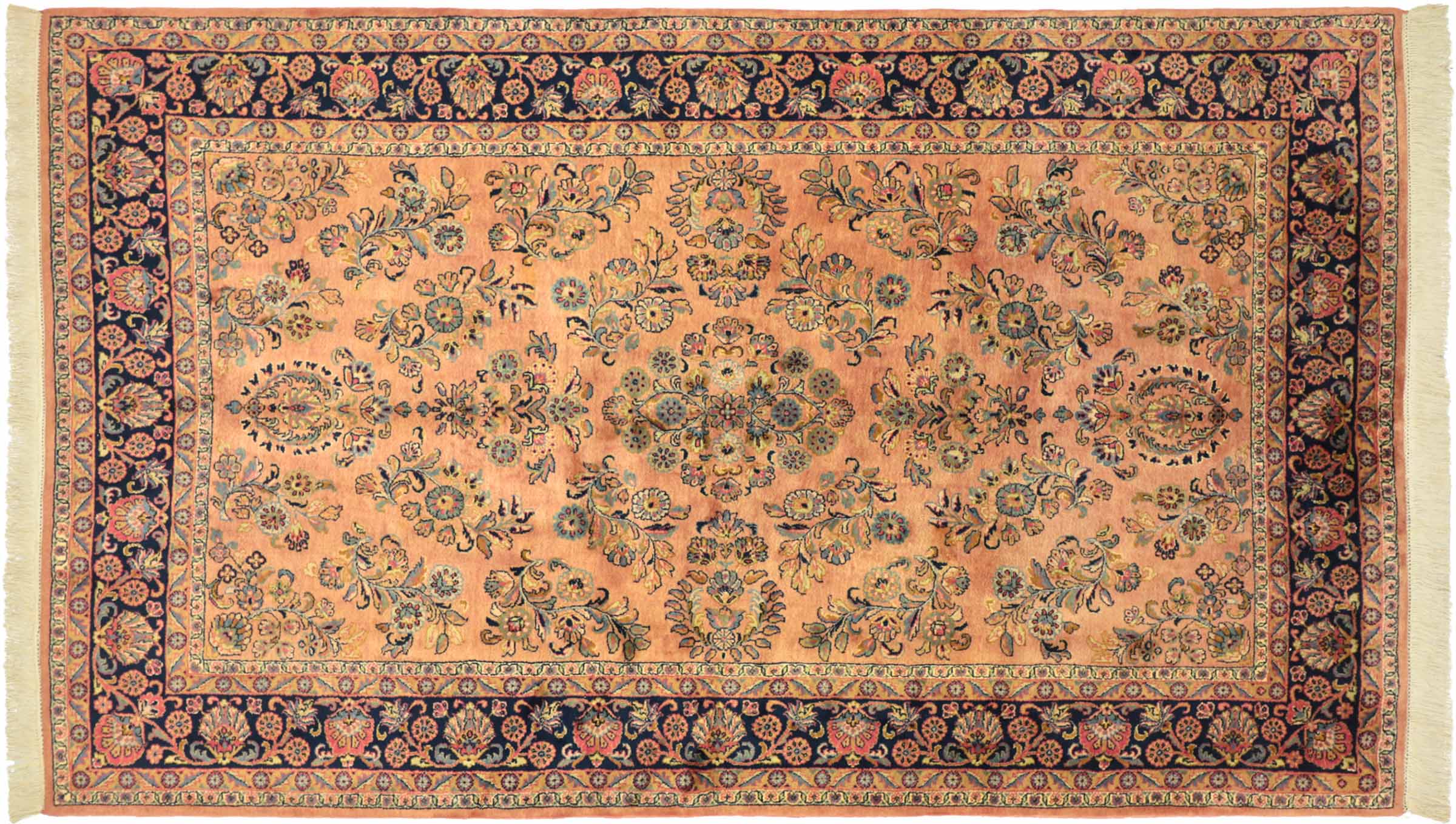 Sarough Teppich 180x280 Handgeknüpft Rosa Floral Wolle Kurzflor Rug