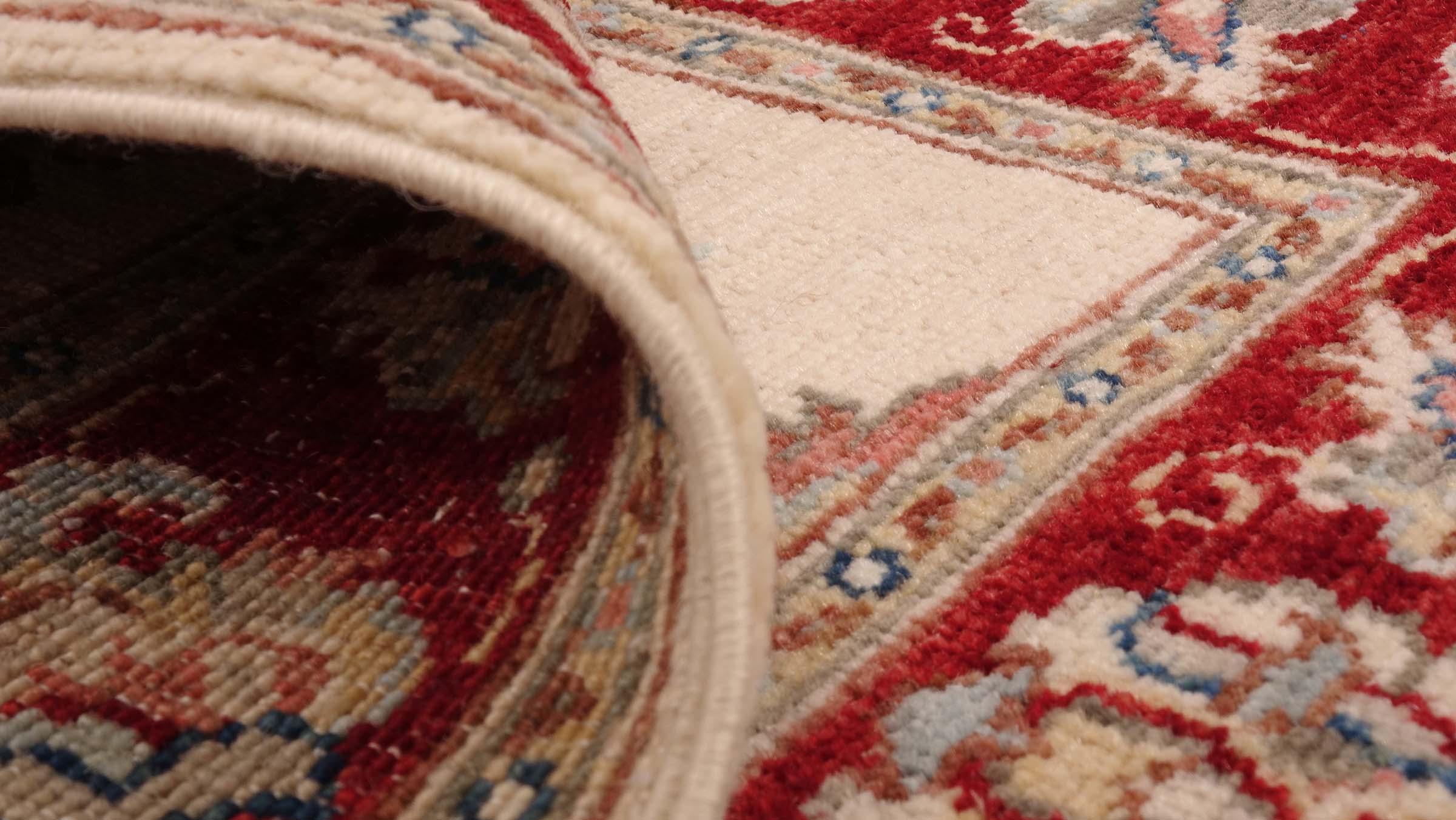 Chobi Ziegler Teppich 80x120 Handgeknüpft Beige Floral Orientalisch UNIKAT Kurzflor