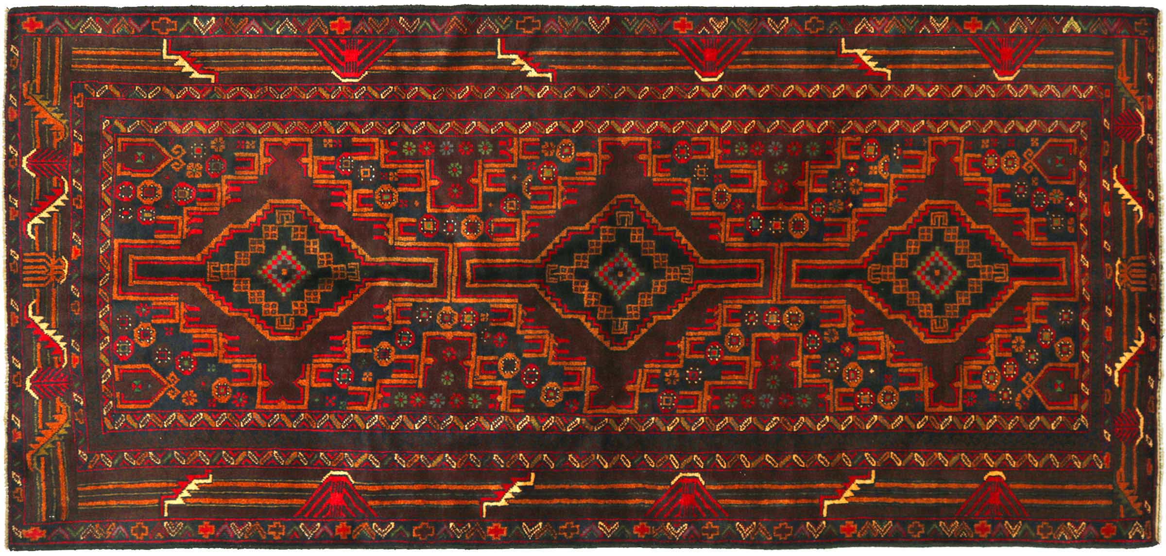 Afghan Belutsch Baluch 140x180 Handgeknüpft Orientteppich Braun Geometrisch
