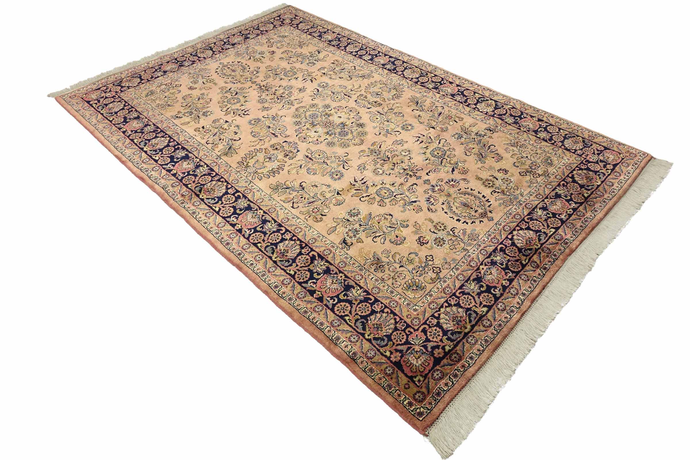 Sarough Teppich 180x280 Handgeknüpft Rosa Floral Wolle Kurzflor Rug