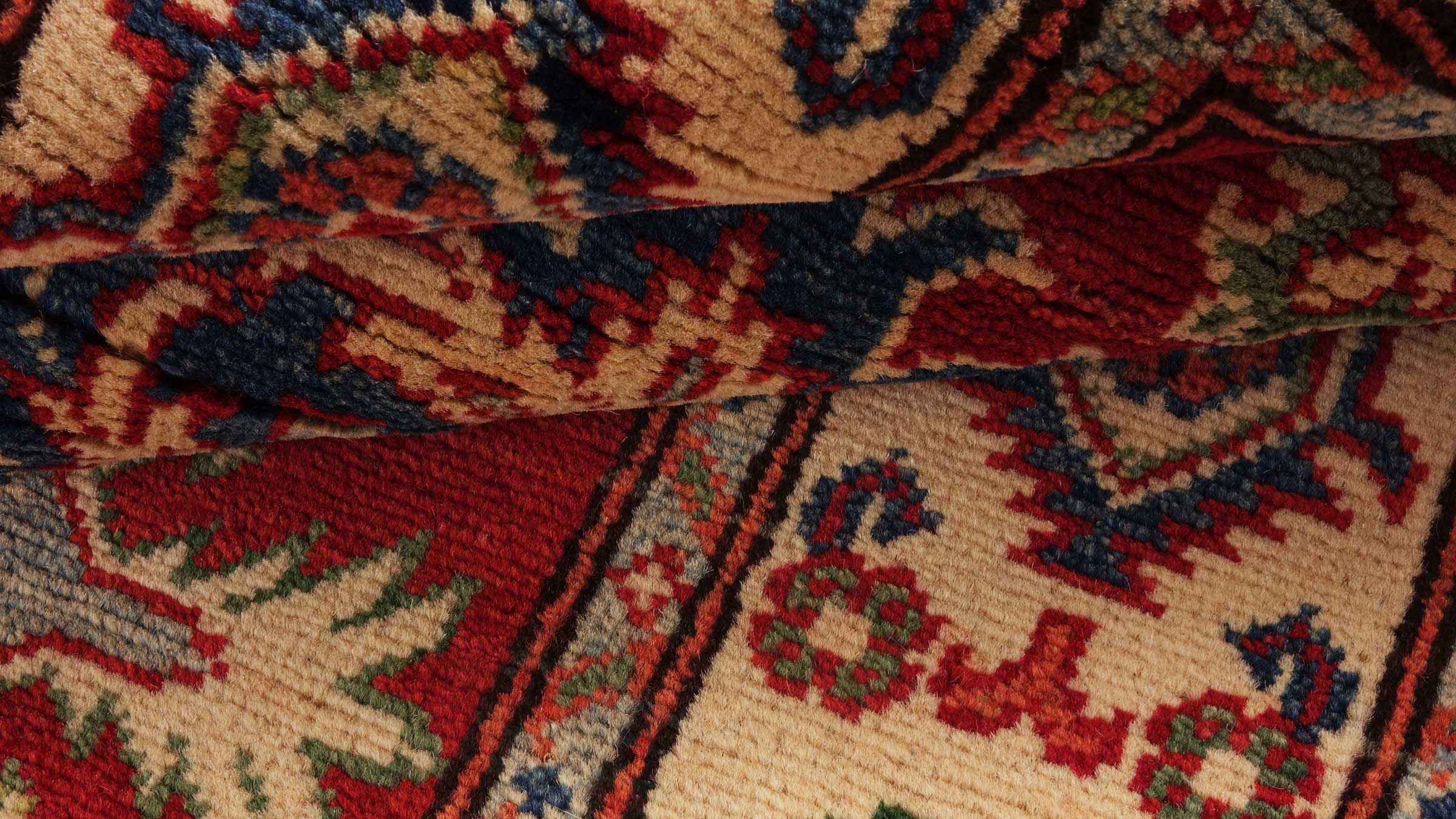 Kazak Teppich 80x300 Handgeknüpft Läufer rot Geometrisch Orientalisch UNIKAT Kurzflor