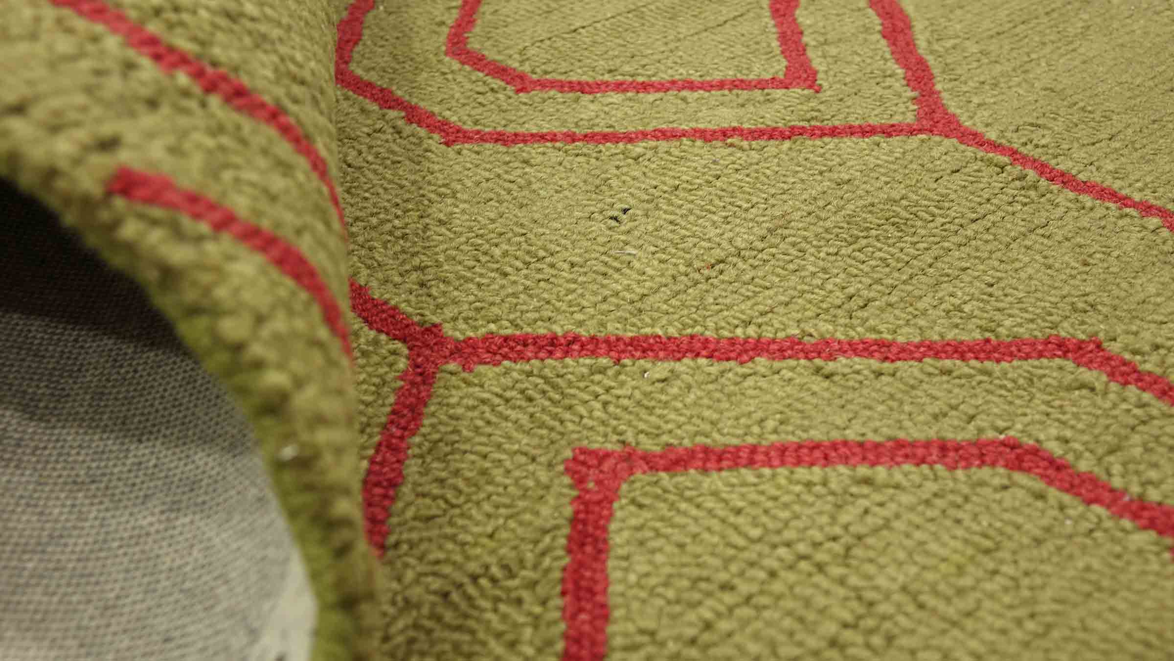 Handgefertigter Teppich 100x150 & 120x180 Grün Durchgemustert Handarbeit Modern