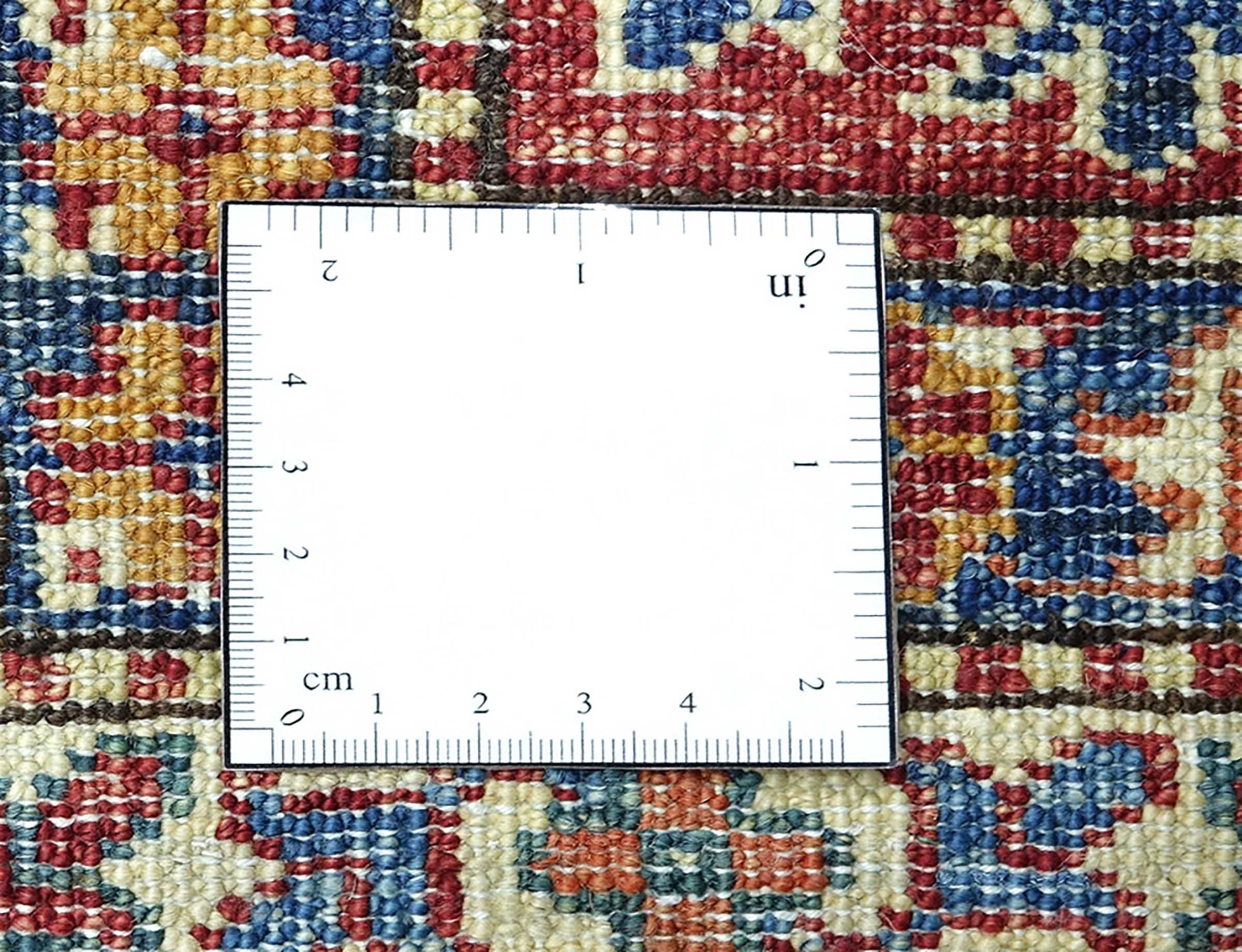 Afghan Feiner Kazak Teppich 250x300 Handgeknüpft Blau Geometrisch Orient Kurzflor