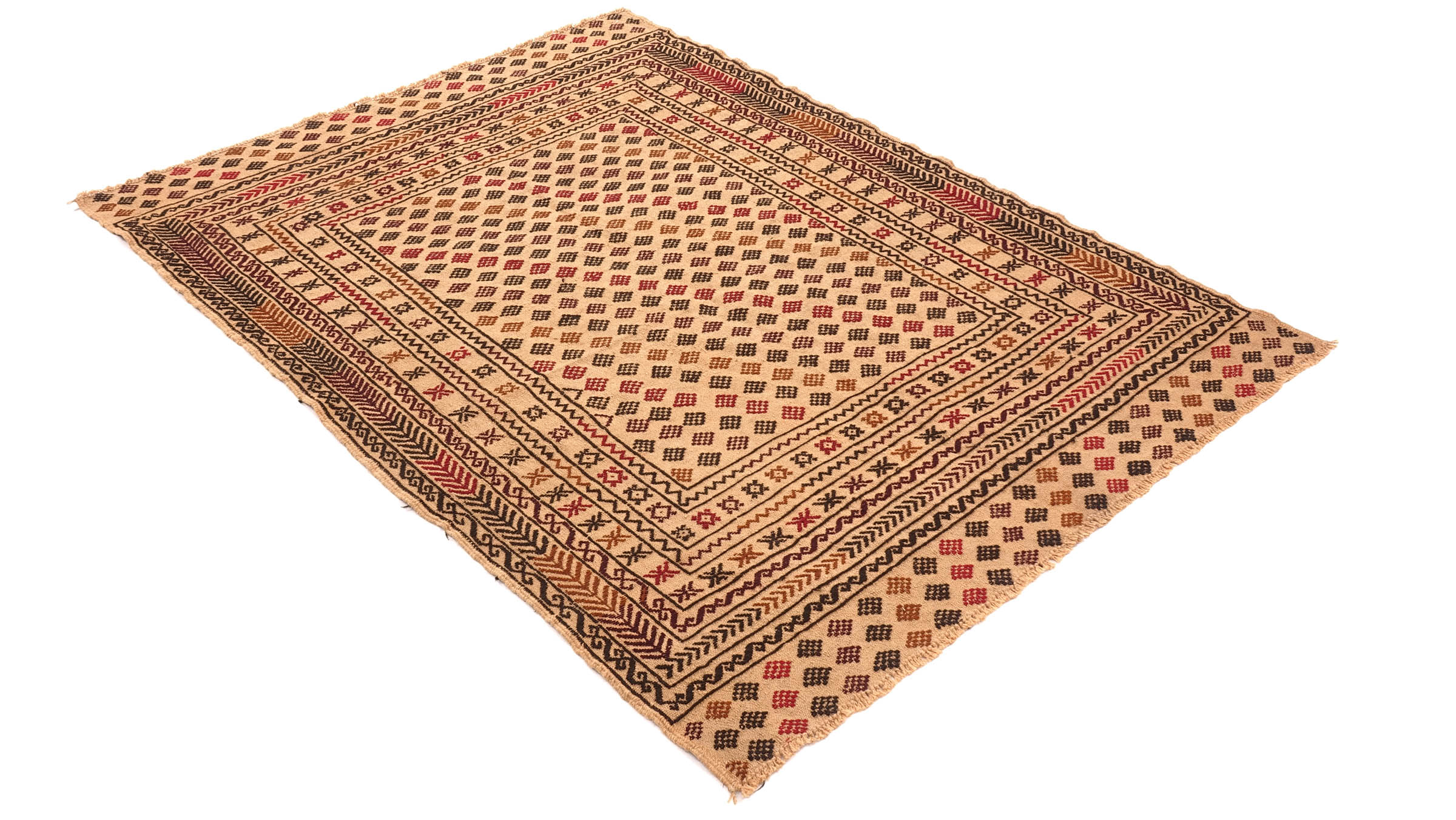 Afghan Kelim Gol Barjasta Teppich 120x180 Handgewebt Gold Geometrisch Handarbeit Gewebt
