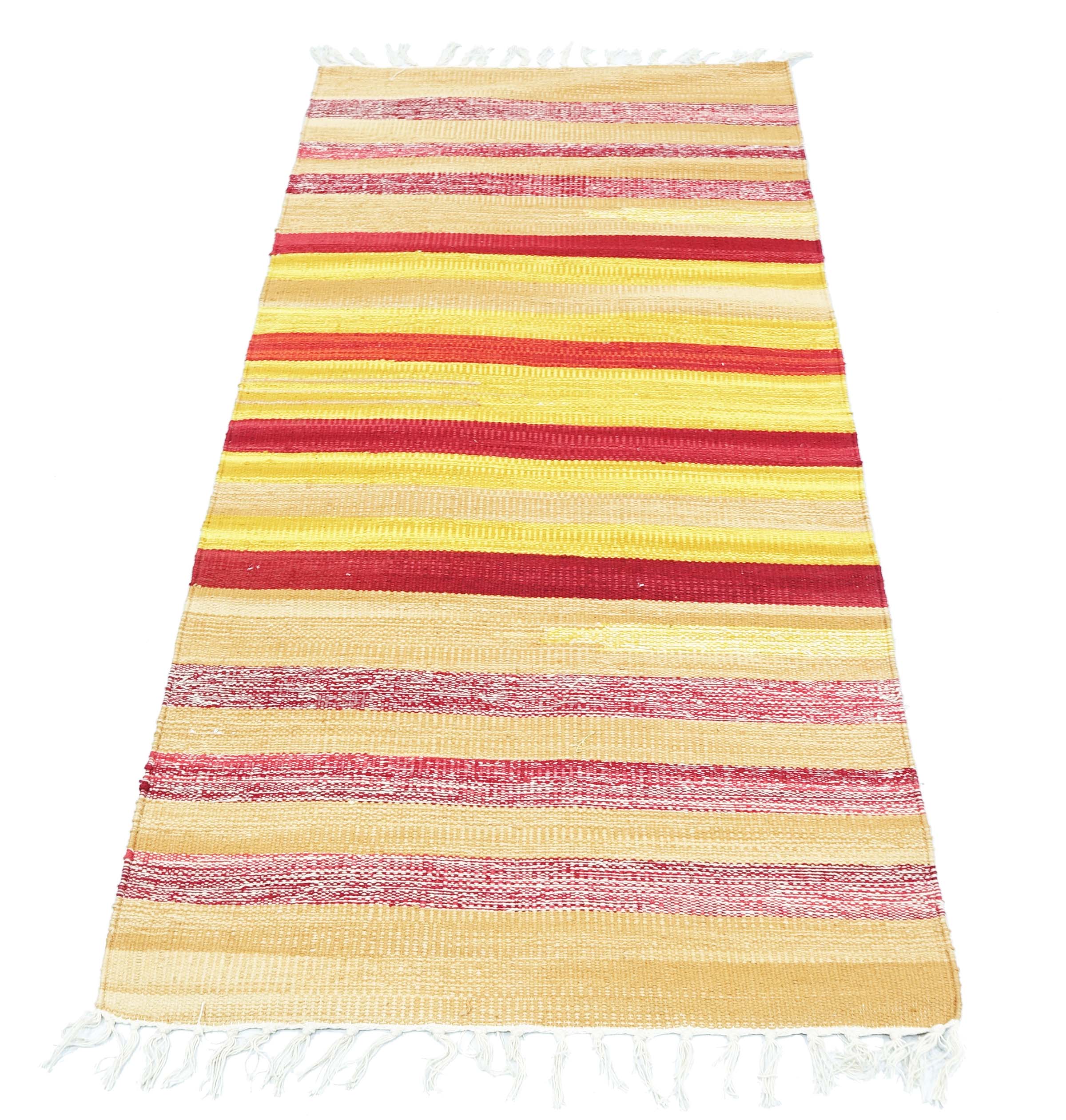 Knallbunter Kelim Teppich 60x120 Handgewebt Mehrfarbig Streifen Handarbeit Gewebt