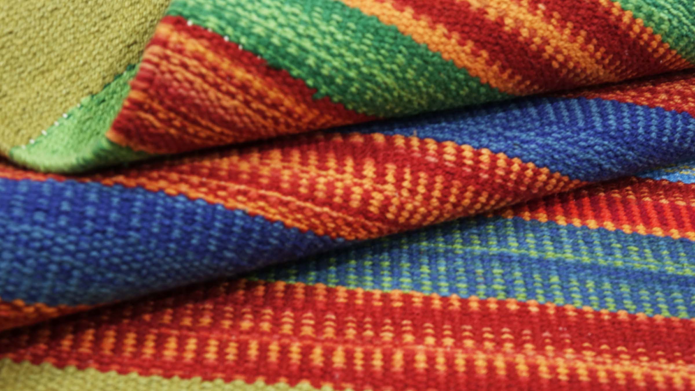 Knallbunter Kelim Teppich 60x120 Handgewebt Mehrfarbig Gestreift Handarbeit Gewebt