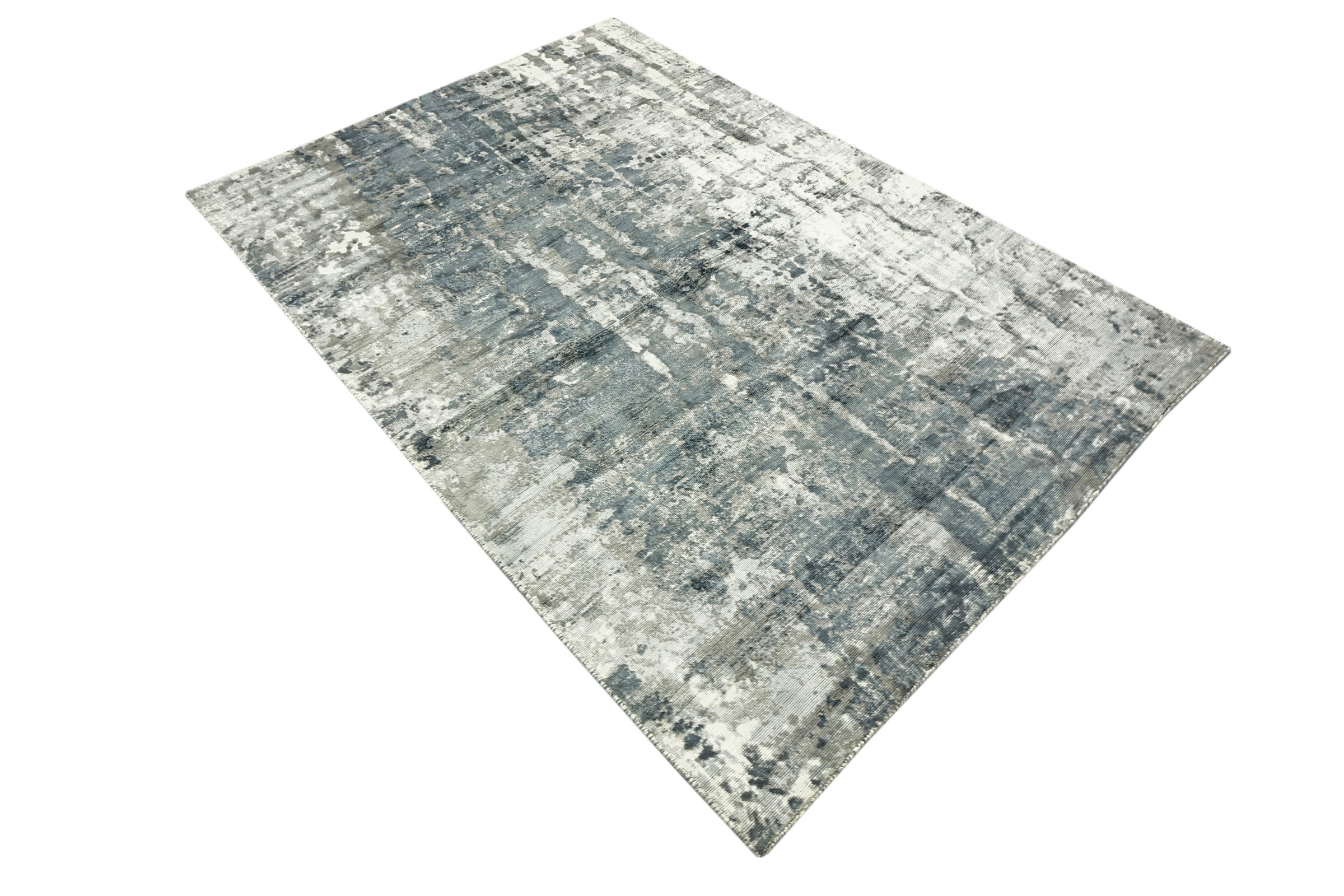 Handloom Vintage 230x160 Handgewebt Teppich 160x230 Blau Abstrakt Handarbeit Orient
