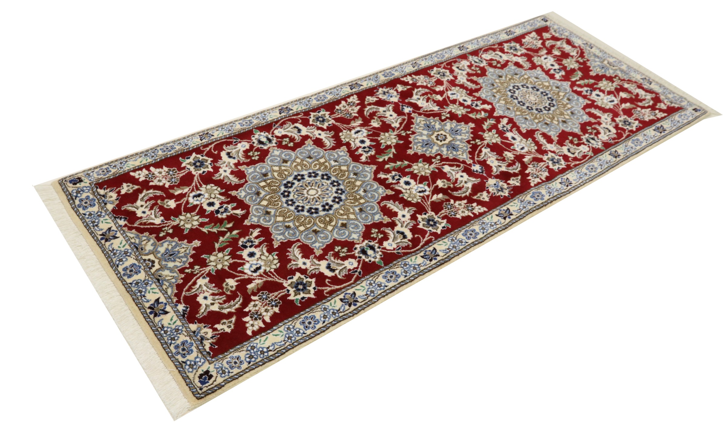 Persian carpet Nain 9LA 80x200 hand-knotted runner red medallion oriental UNIKAT