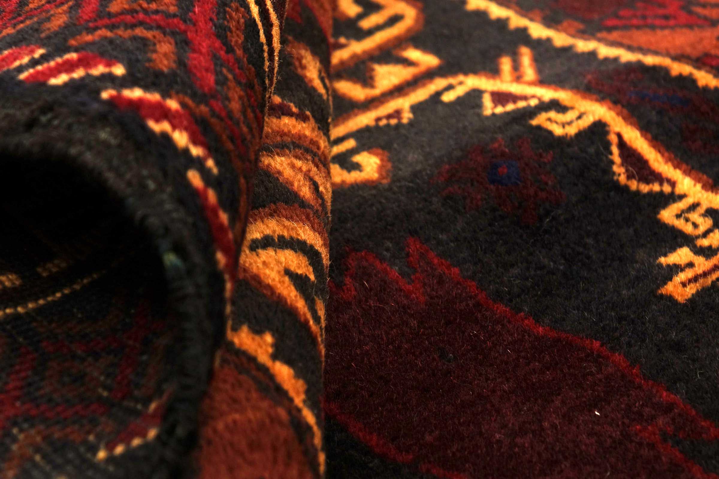 Afghan Belutsch Baluch 100x190 Handgeknüpft Orientteppich Schwarz Geometrisch