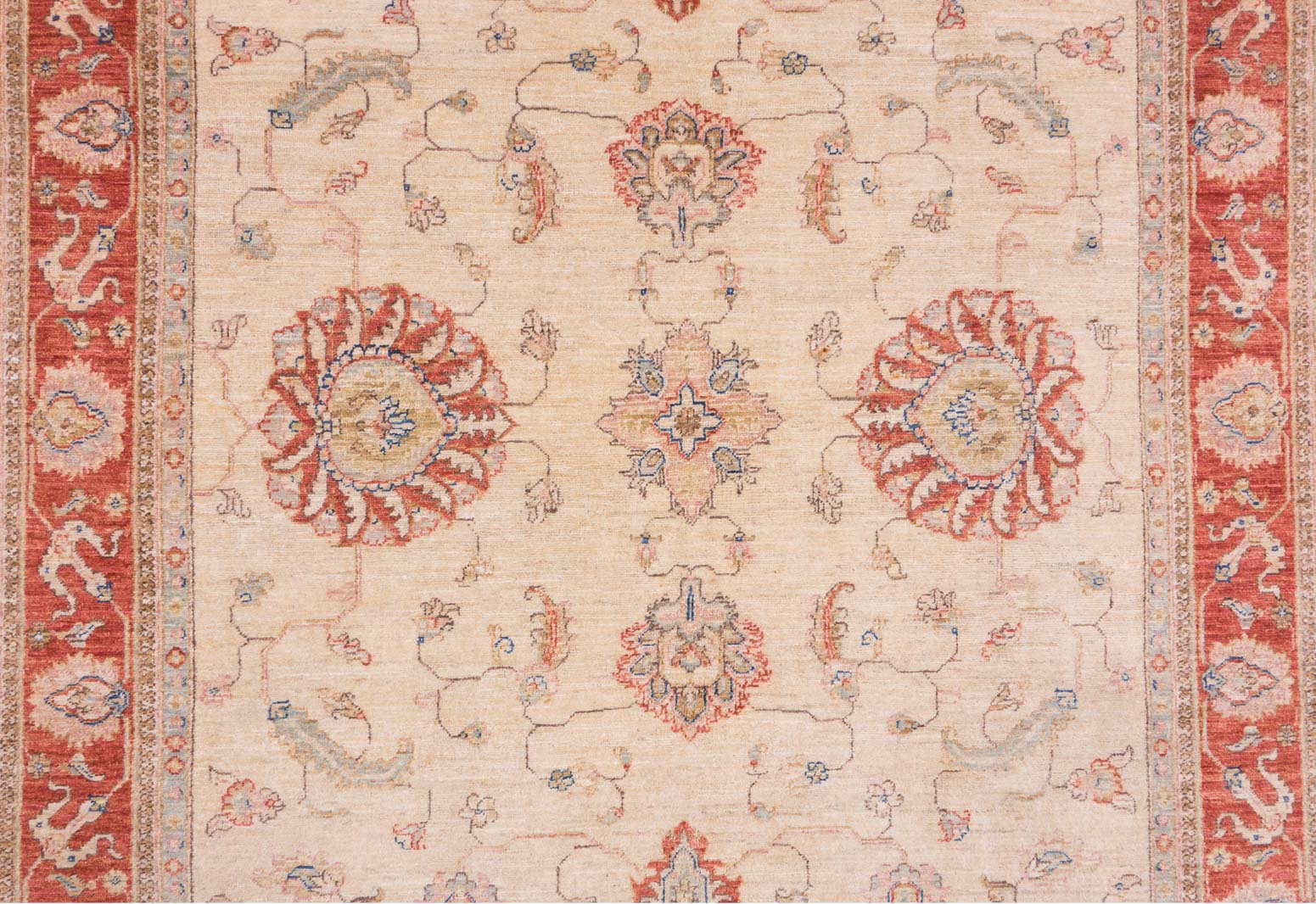 Afghan fine Ferahan Ziegler carpet 140x200 hand-knotted beige floral pattern Orient