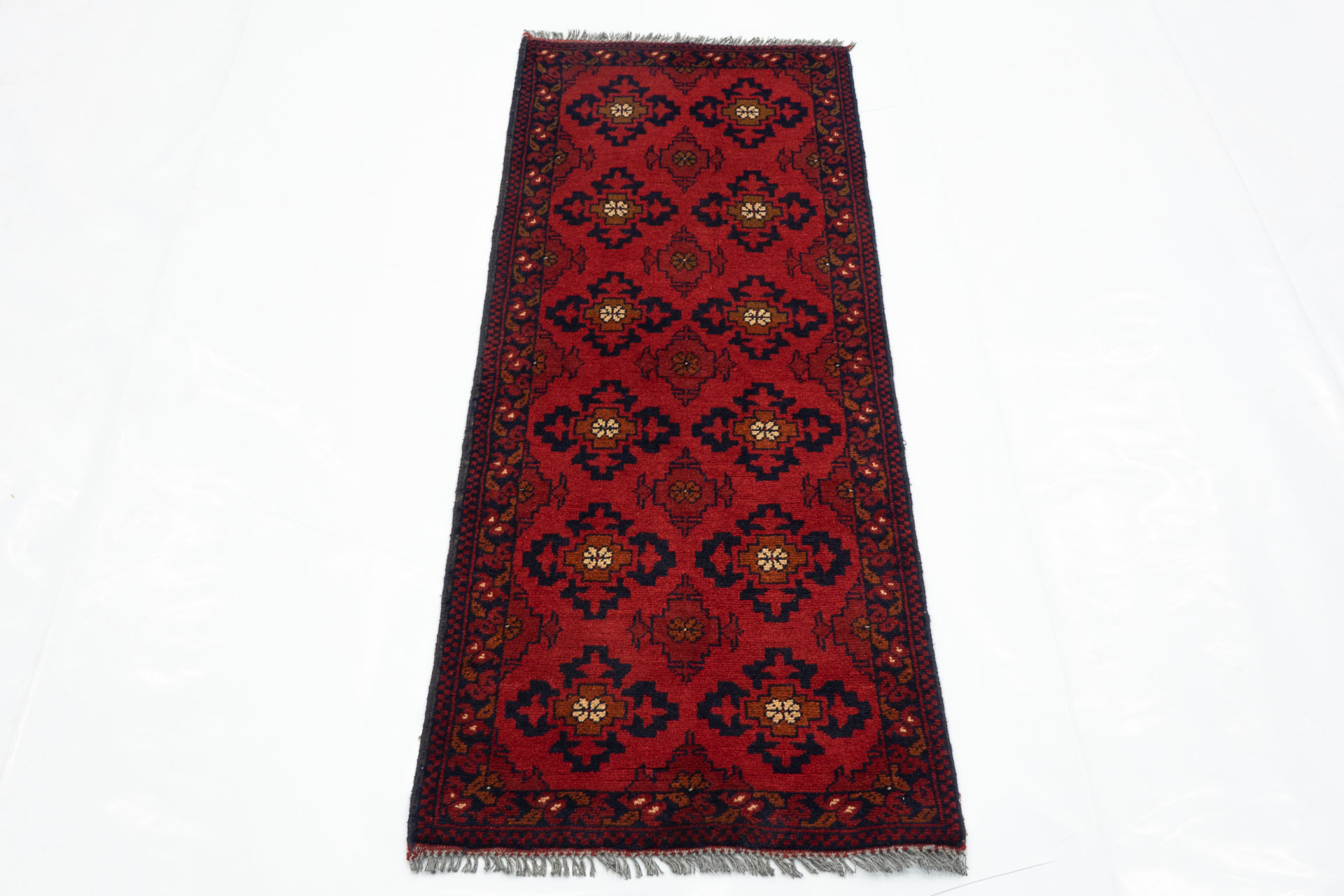 Afghan Khal Mohammadi 50x150 Handgeknüpft Teppich Läufer Braun Geometrisch