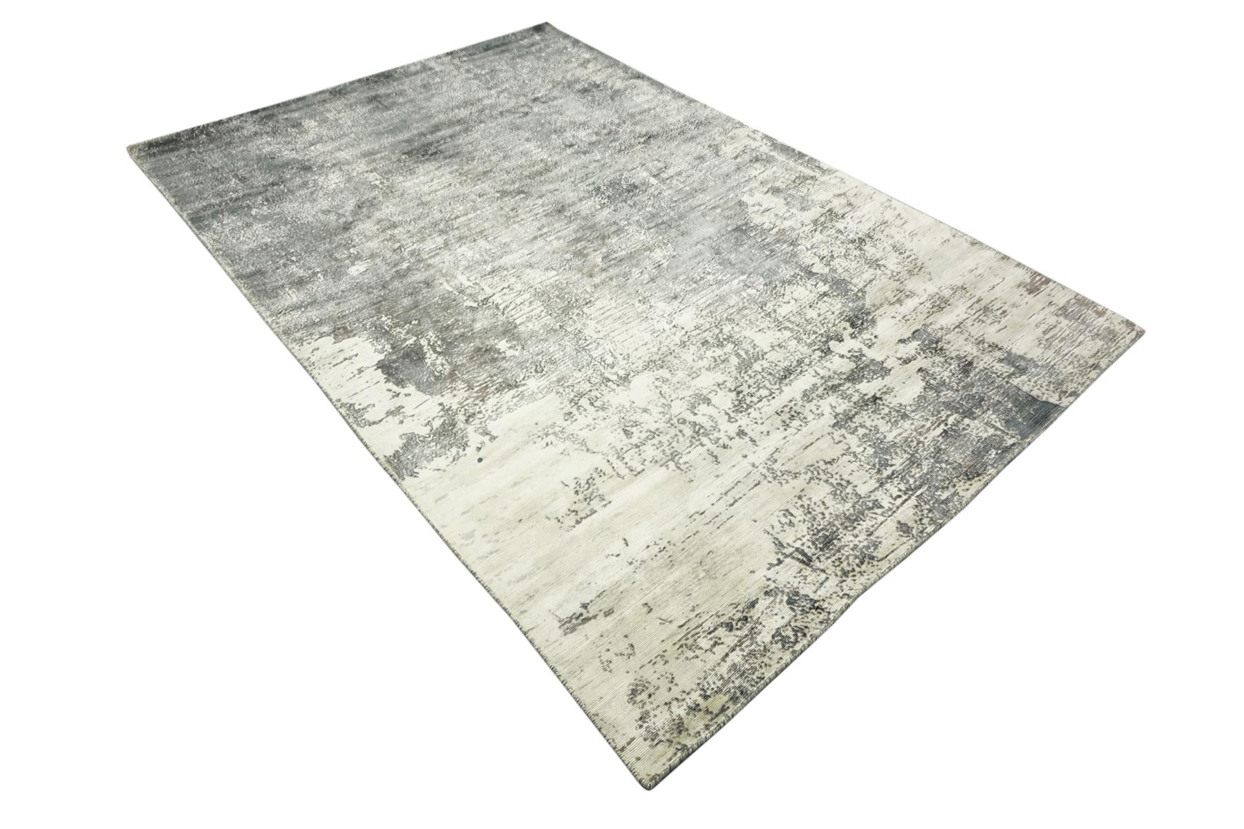 Handloom Vintage 230x160 Handgewebt Teppich 160x230 Grau Abstrakt Handarbeit Orient