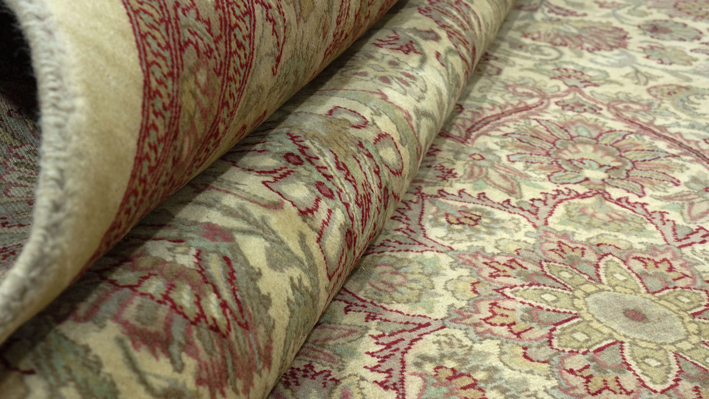 Pakistan Ziegler Ferahan Teppich 250x350 Handgeknüpft Beige Floral Orient Kurzflor