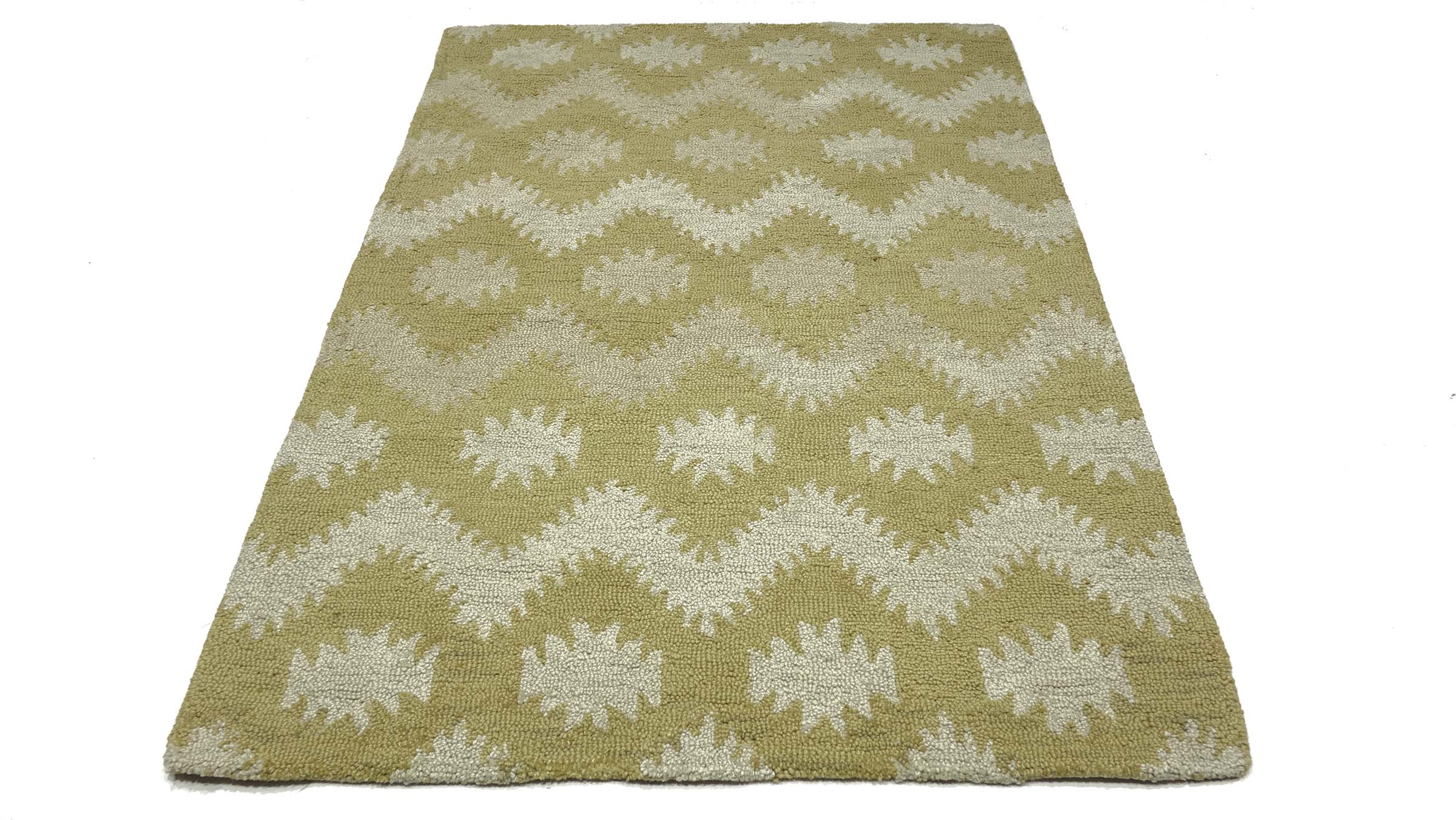 Handgefertigter Teppich 120x180 Gold Durchgemustert Handarbeit Handtuft Modern