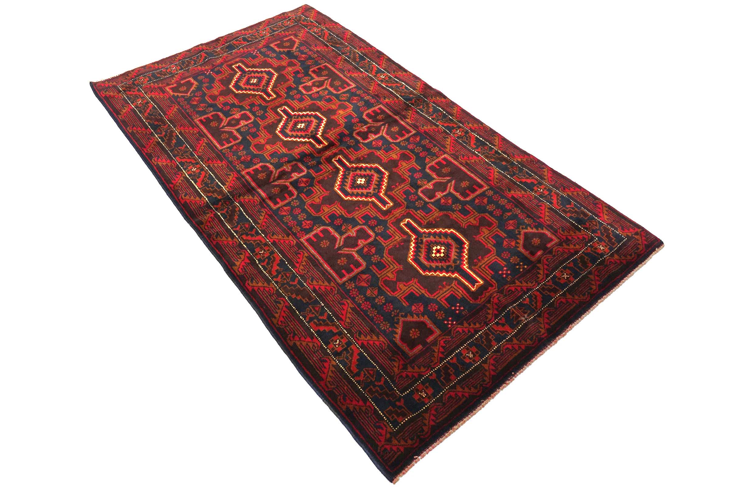 Afghan Belutsch Baluch 120x200 Handgeknüpft Orientteppich Braun Geometrisch