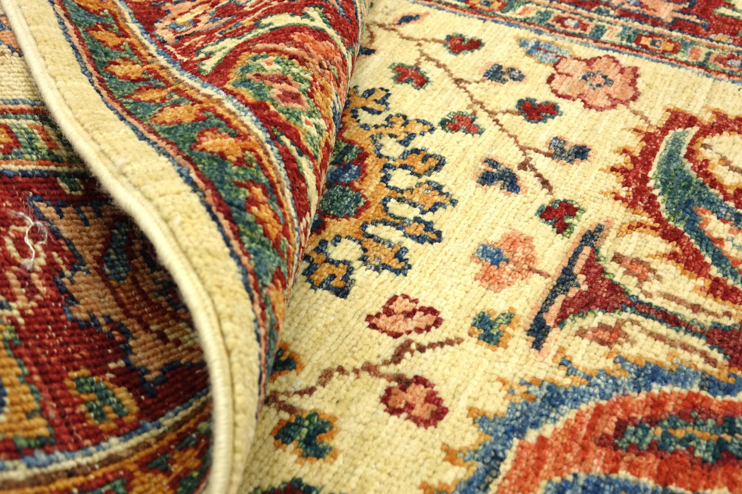 Afghan Chobi Ziegler 80x300 Handgeknüpft Orientteppich Läufer Beige Blumenmuster