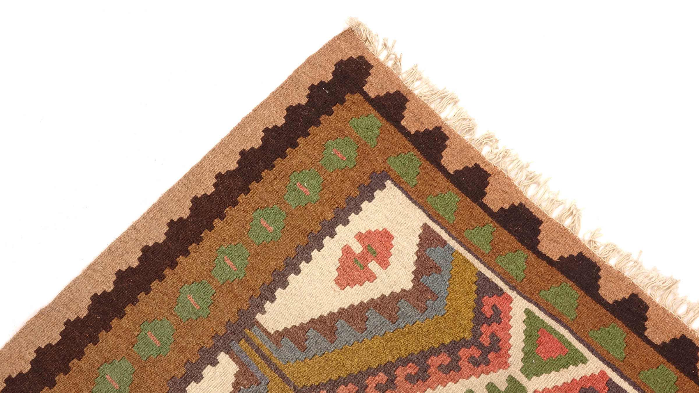 Perserteppich Kelim Ardebil 100x150 Handgewebt Braun Geometrisch Handarbeit Zimmer