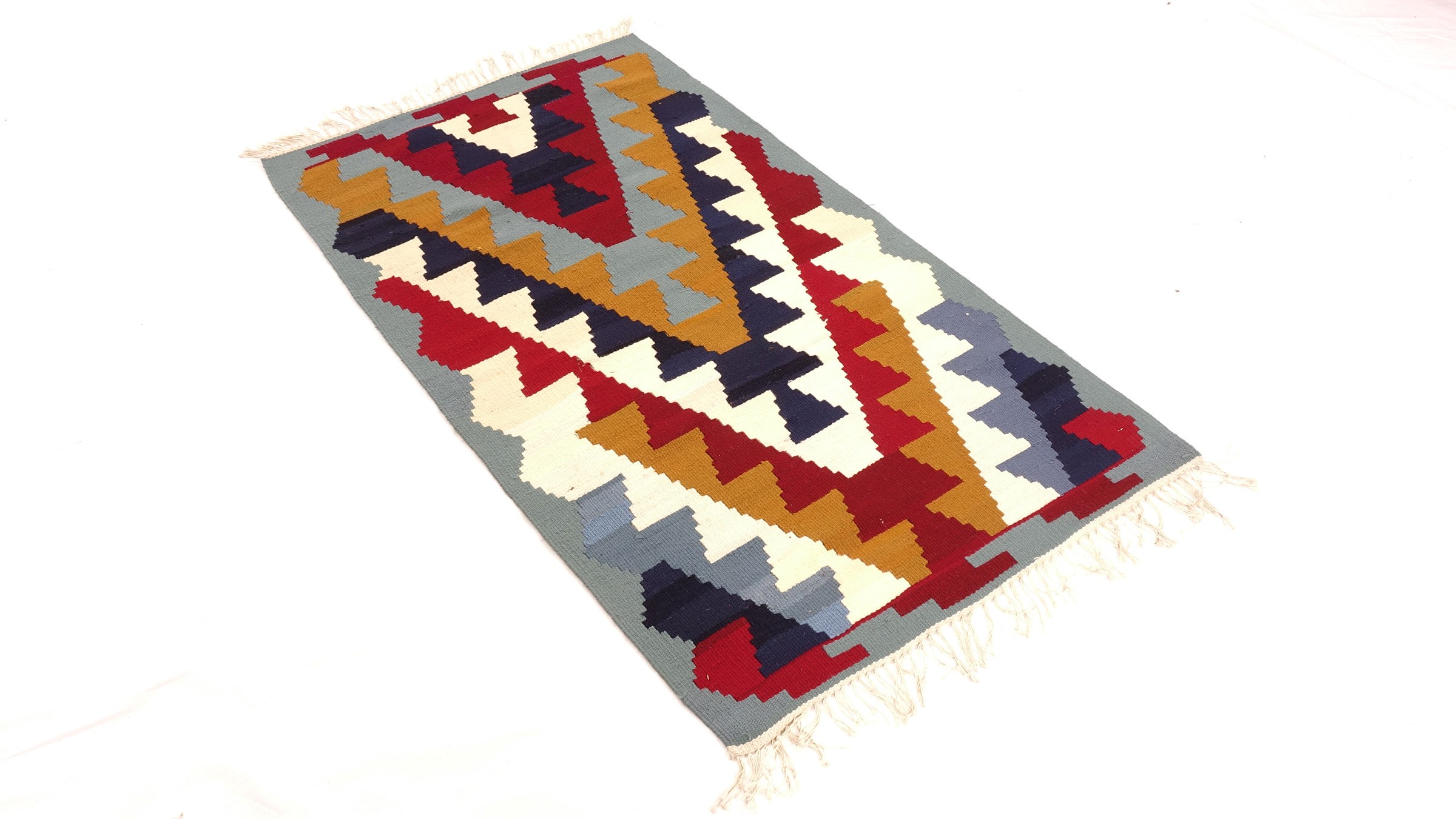 Perserteppich Kelim Ardebil 80x150 Handgewebt Beige Geometrisch Handarbeit Zimmer