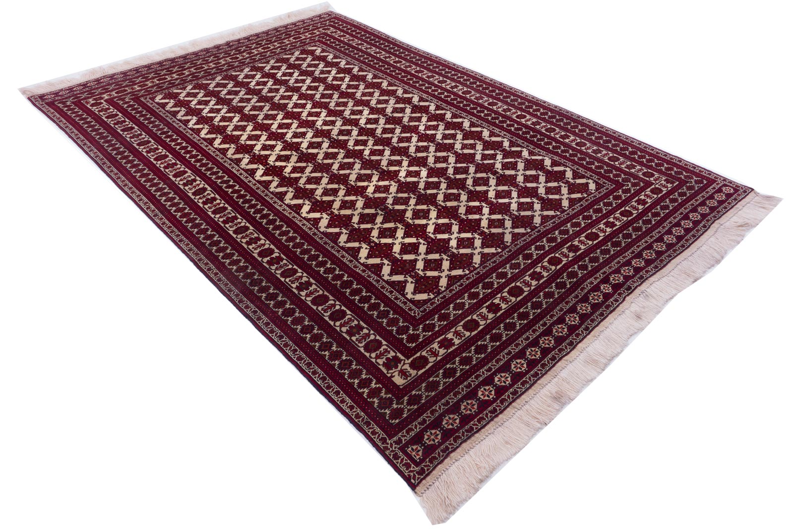 Afghan Orientteppich 200x300 Handgeknüpft Teppich Rot Geometrisch Muster
