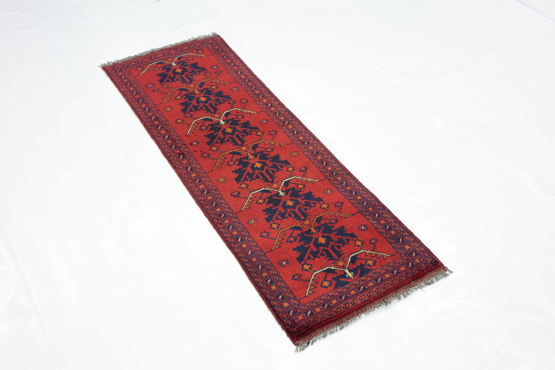 Afghan Khal Mohammadi 50x150 Handgeknüpft Teppich Läufer Braun Geometrisch