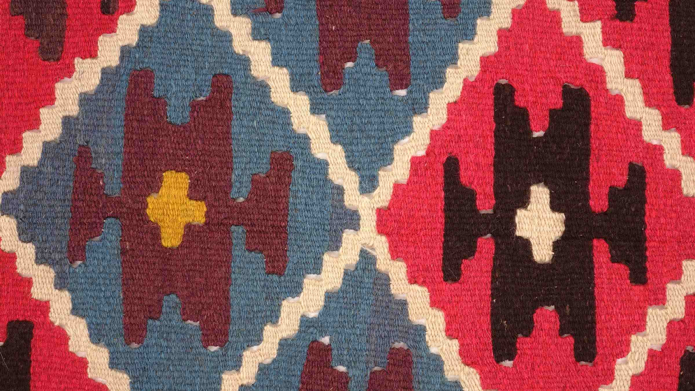 Perserteppich Kelim Ardebil 90x150 Handgewebt Blau Geometrisch Handarbeit Zimmer