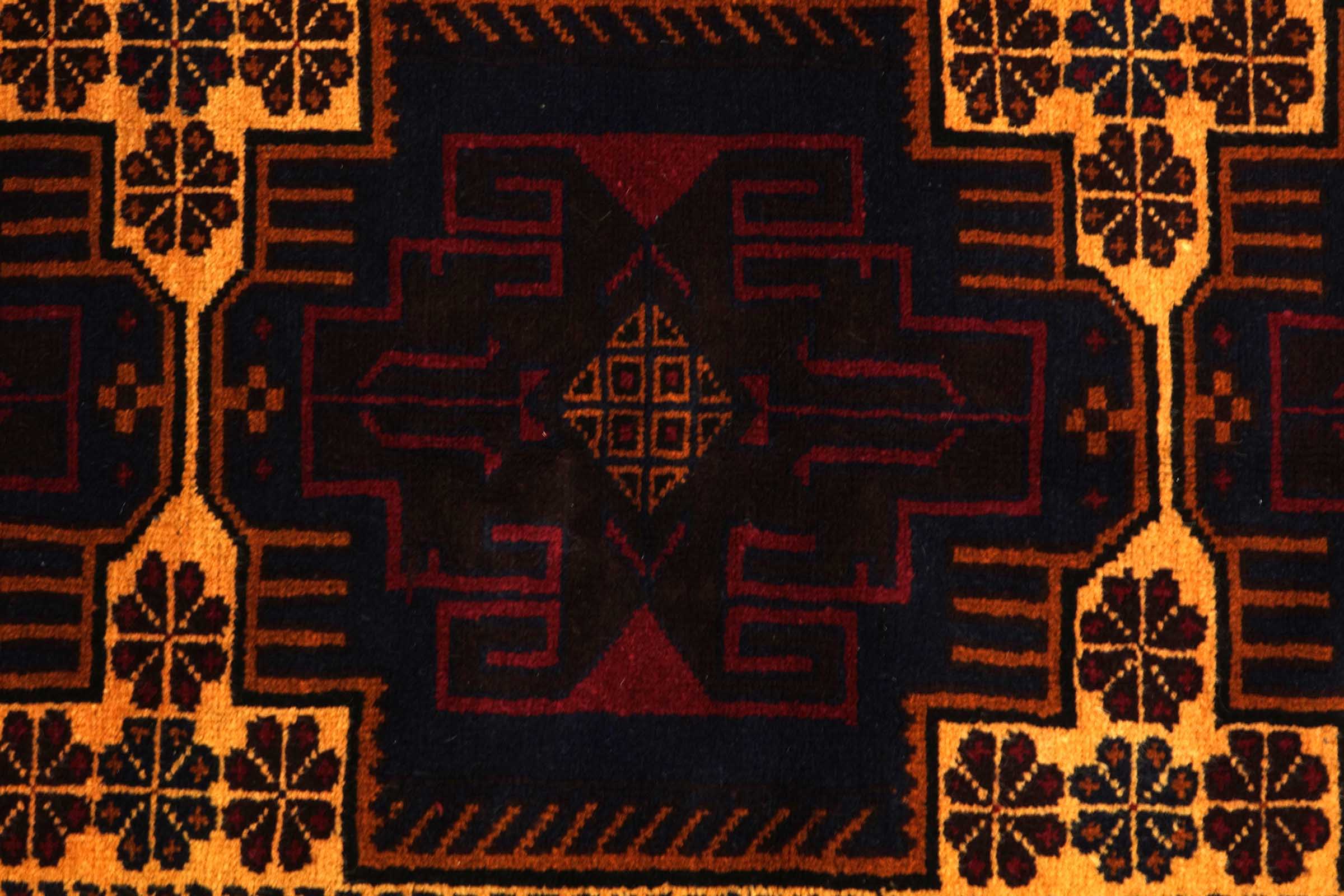 Afghan Belutsch Baluch 100x210 Handgeknüpft Orientteppich Beige Geometrisch