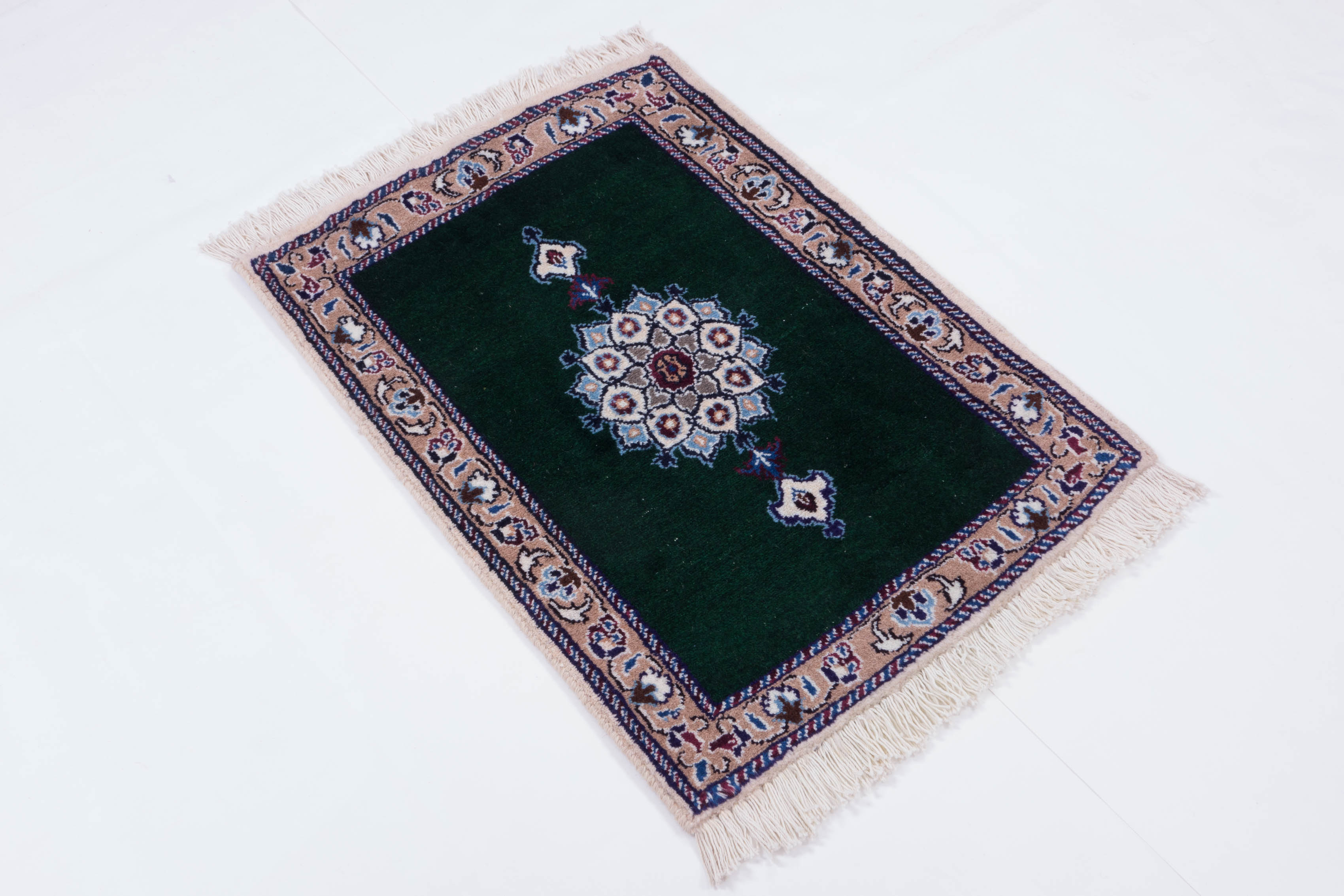 Perser Nain 60x80 Handgeknüpft Teppich Weiß Orientalisch Kurzflor Orient Rug