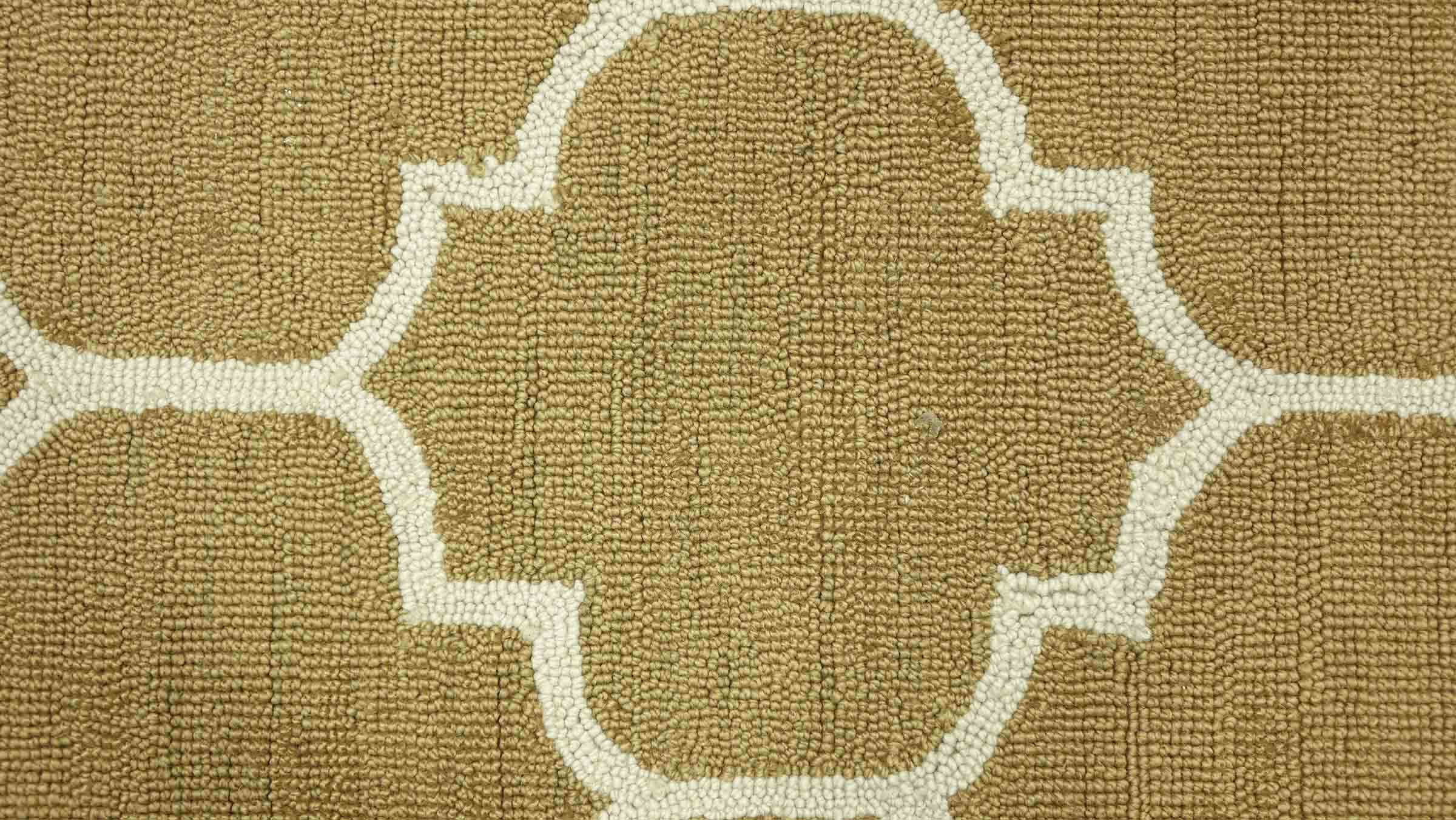 Handgefertigter moderner Wollteppich 160x230 Beige Ornamente Handarbeit Handtuft