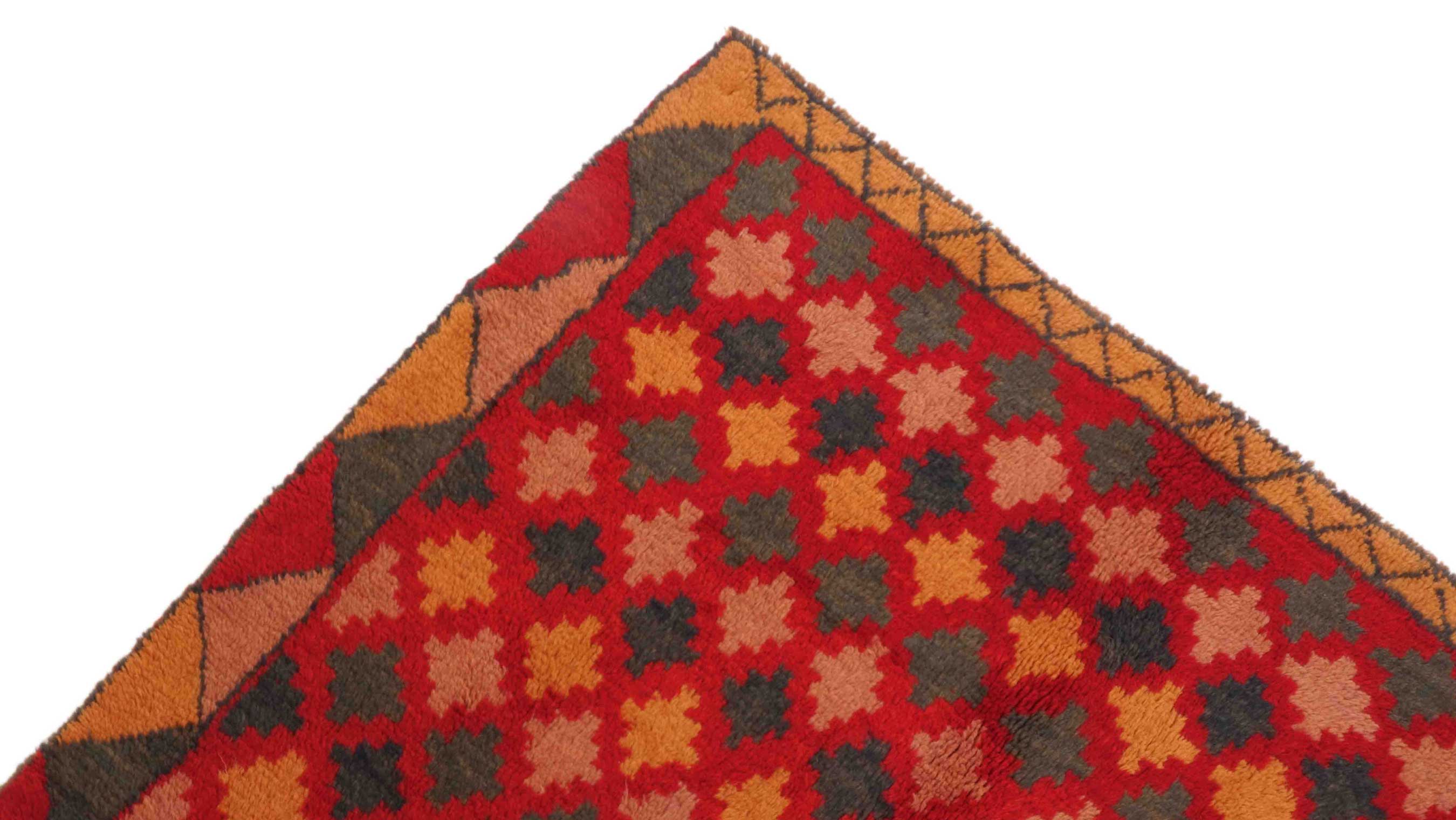 Gabbeh Teppich 110x200 Handgeknüpft Rot Streifen Orientalisch UNIKAT Kurzflor