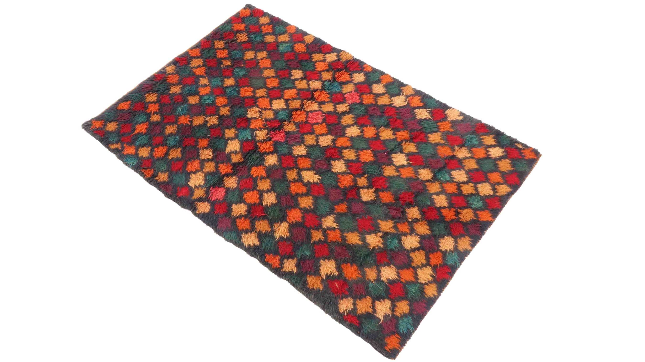 Gabbeh Teppich 120x180 Handgeknüpft Grün Durchgemustert Orientalisch UNIKAT Kurzflor