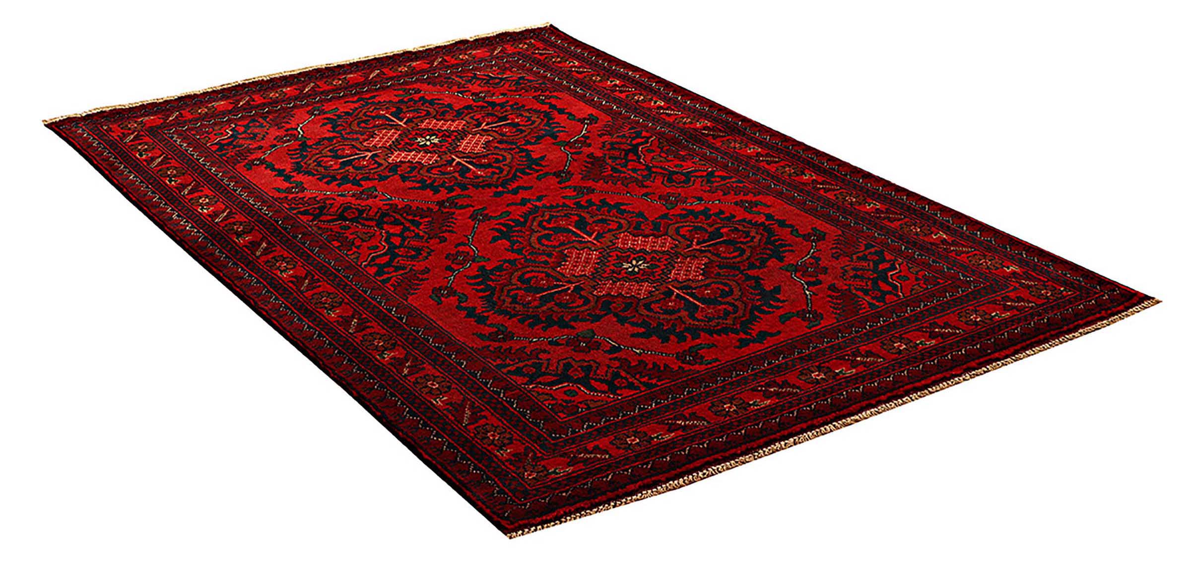 Afghan Khal Mohammadi Teppich 100x150 Handgeknüpft Braun Geometrisch Orient Kurzflor
