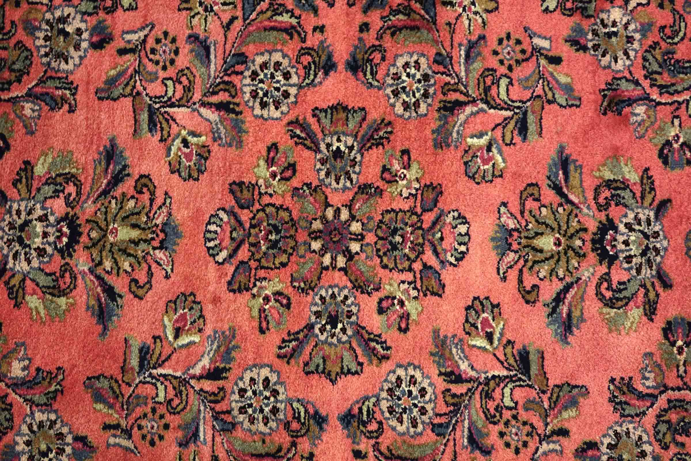 Sarough Teppich 100x200 Handgeknüpft Rosa Floral Wolle Kurzflor Rug