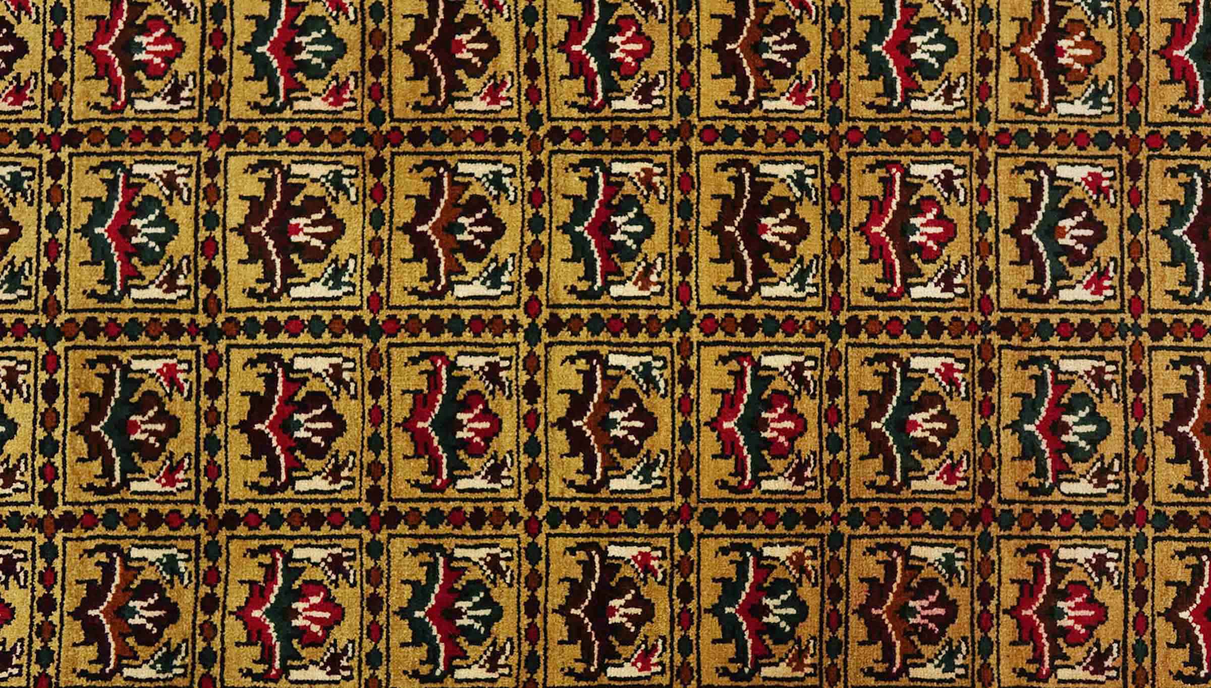 Afghan Teppich 90x140 Handgeknüpft Beige Geometrisch Orient Kurzflor Wohnzimmer