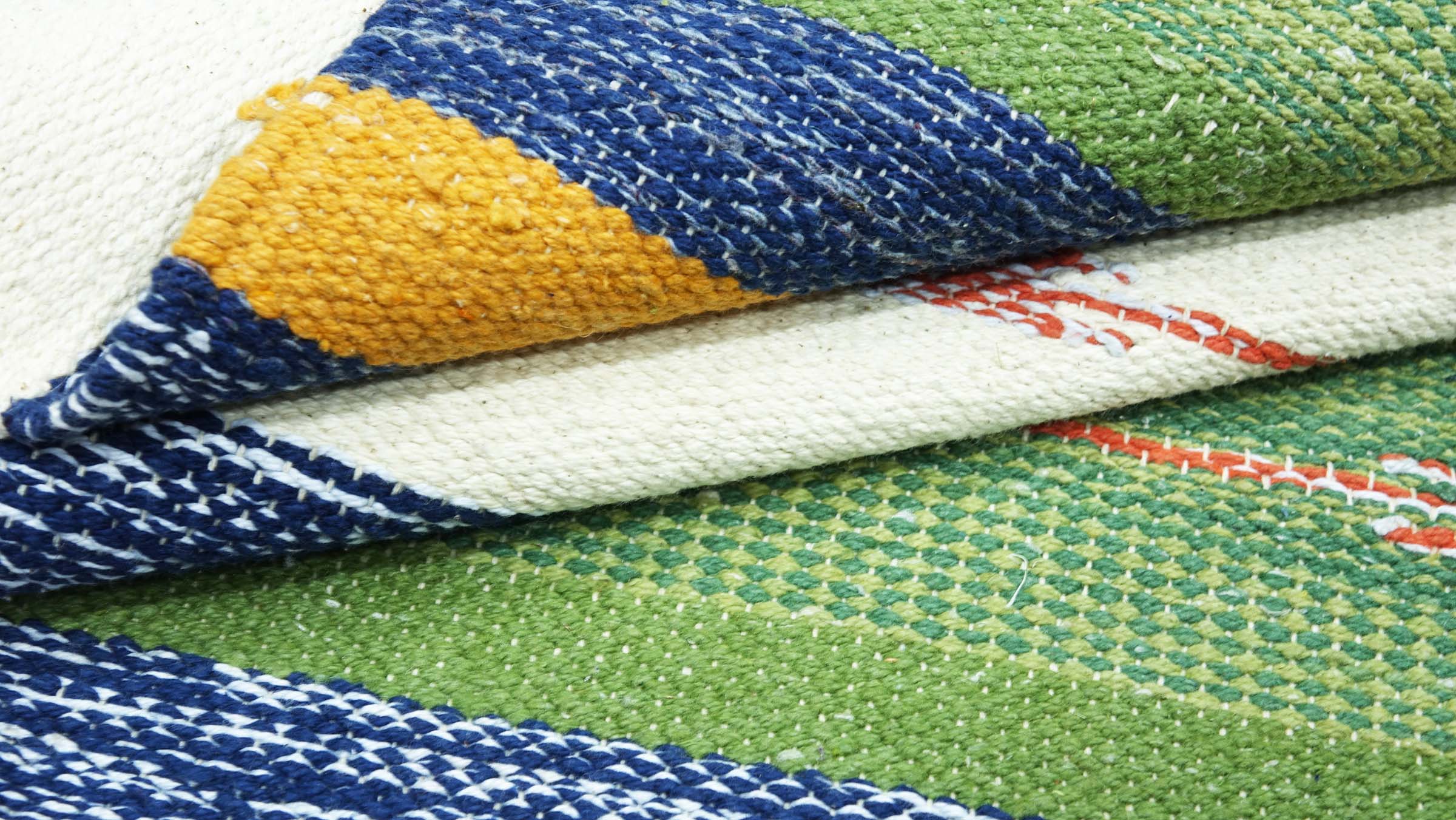 Knallbunter Kelim Teppich 60x90 Handgewebt Mehrfarbig Gestreift Handarbeit Gewebt
