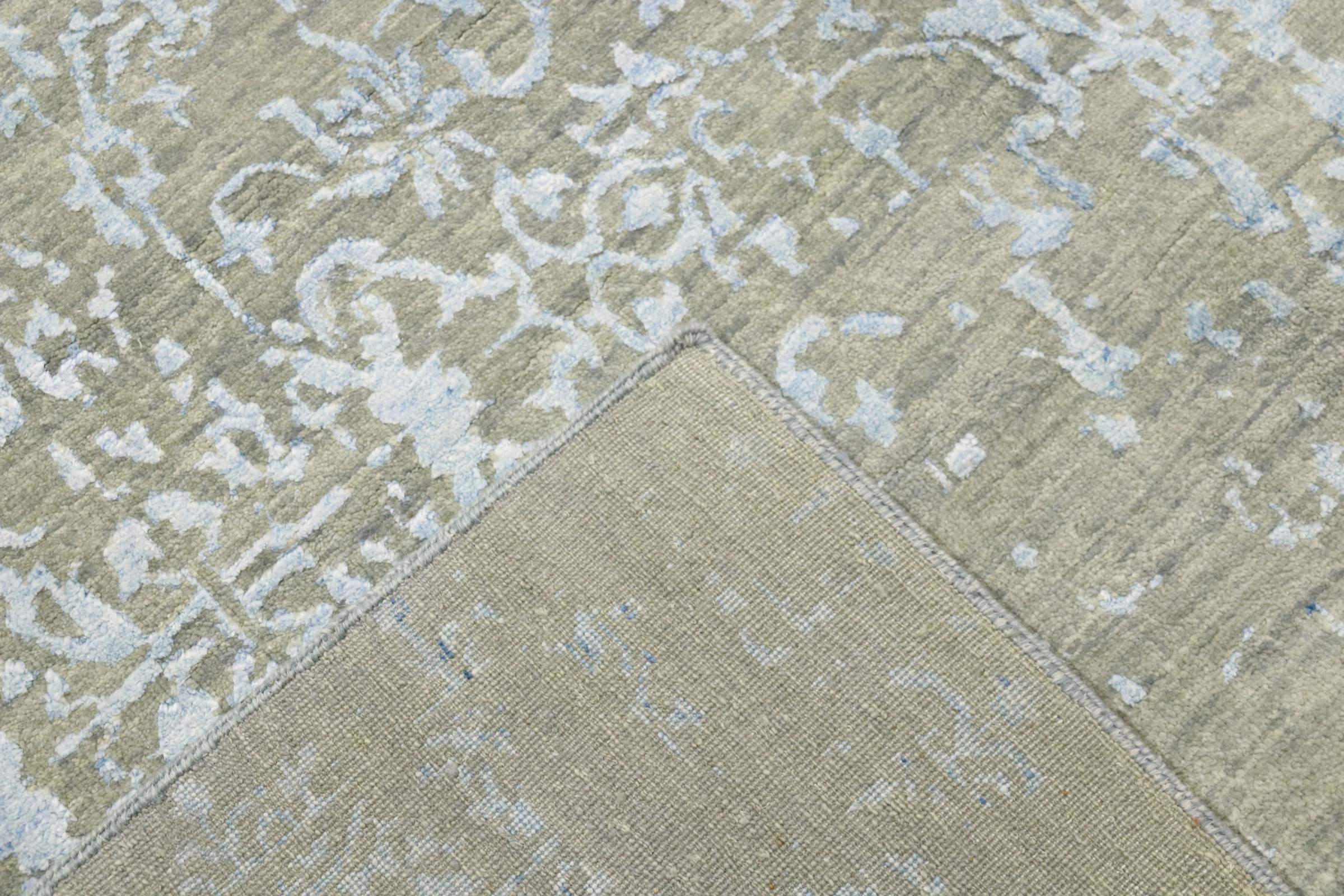 Moderner handgeknüpfter Teppich 250x300 Grau Floral Orientalisch UNIKAT Kurzflor