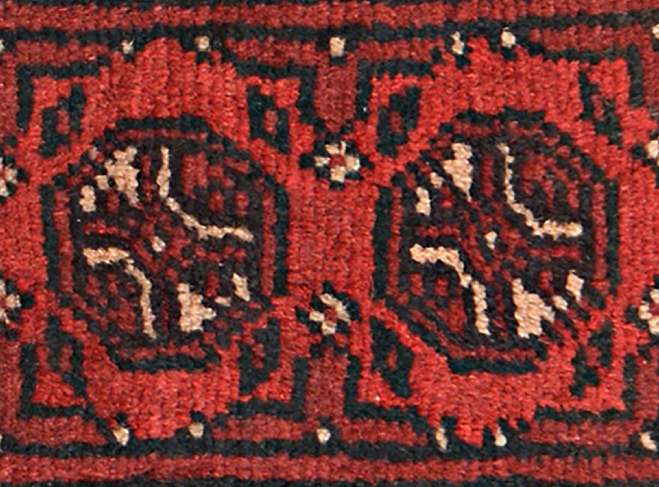Afghan Aqcha Poshti Teppich 40x60 Handgeknüpft Rot Geometrisch Orient Kurzflor