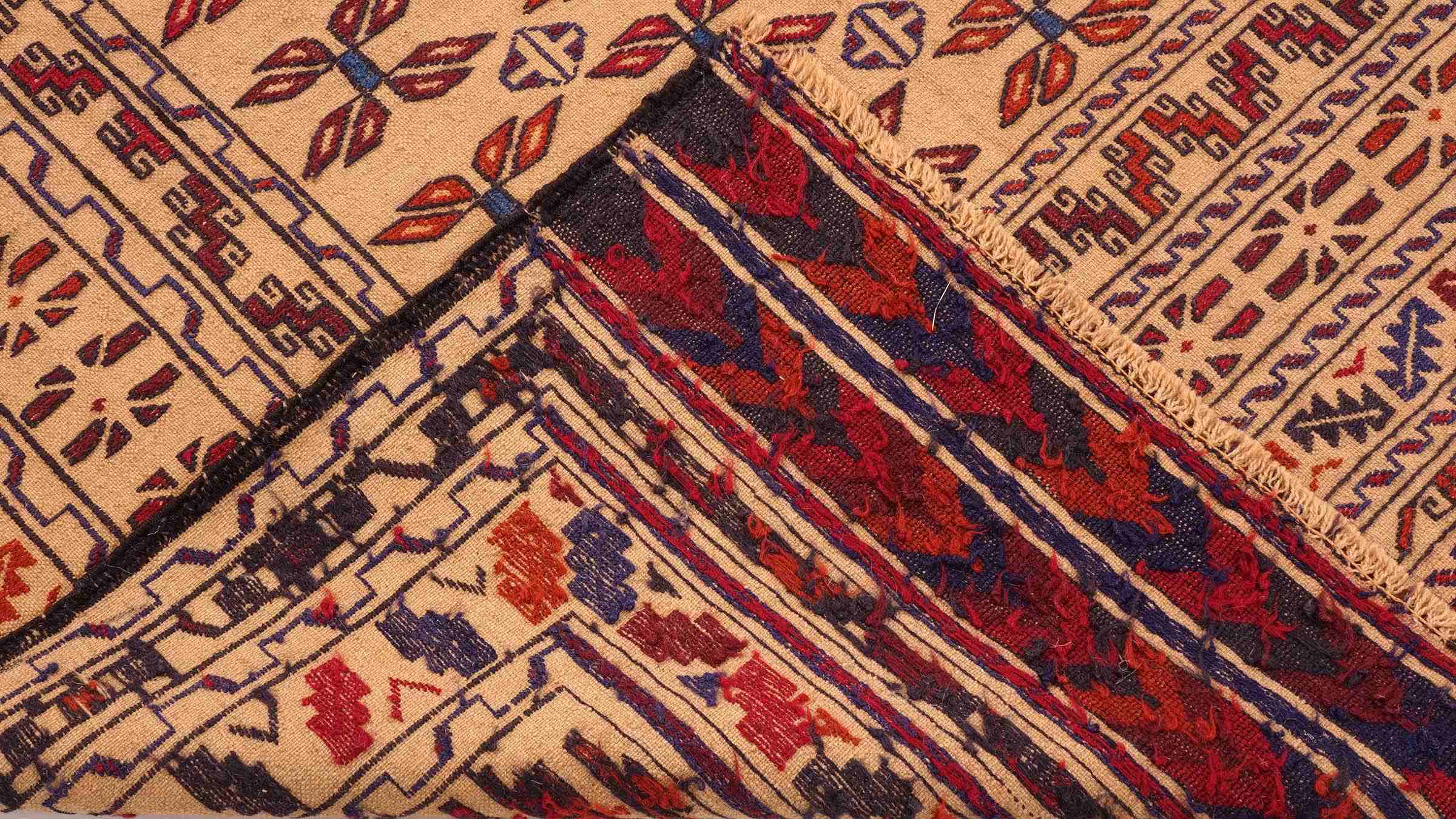 Afghan Kelim Gol Barjasta Teppich 120x180 Handgewebt Gold Geometrisch Handarbeit Gewebt