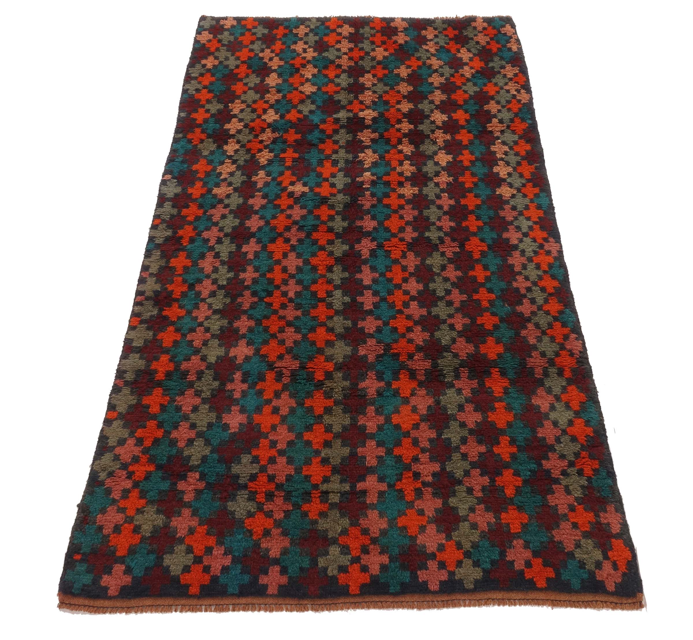 Gabbeh Teppich 110x190 Handgeknüpft Blau Streifen Orientalisch UNIKAT Kurzflor