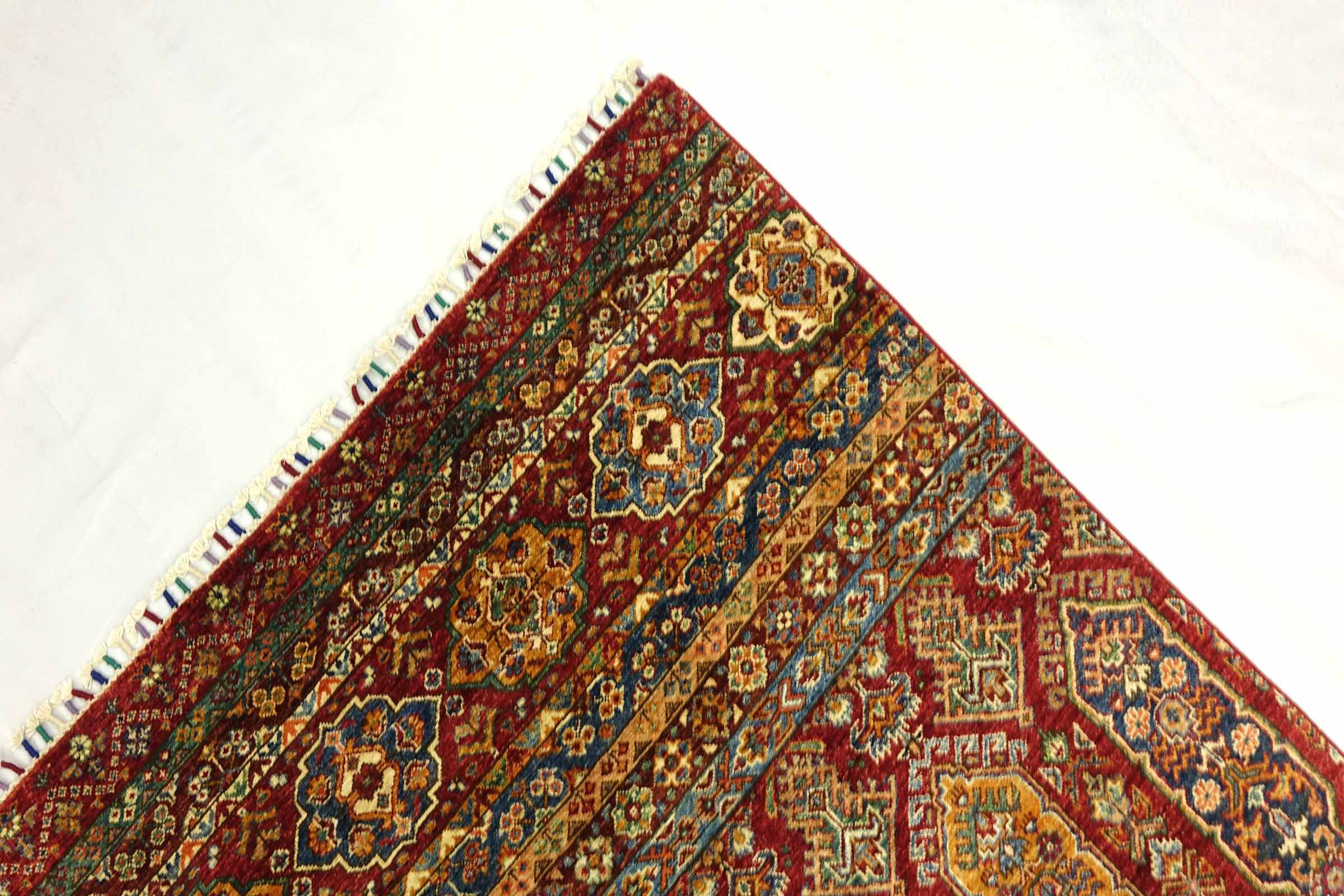 Afghan Khorjin Shaal 170x250 Handgeknüpft Orientteppich Rot Streifen Wolle
